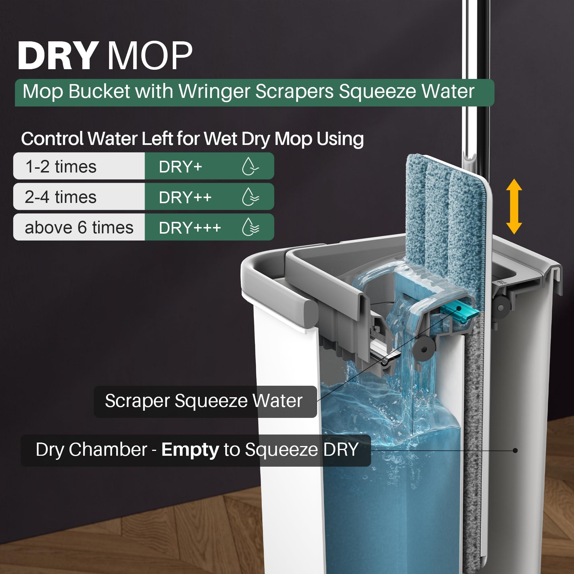 JOYMOOP JOYMOOP Hands-free Mop and Bucket with Wringer Set with Colorful Compressed Sponges, Househould Cleaning Tool of Floor Mop and Cellulose Sponges