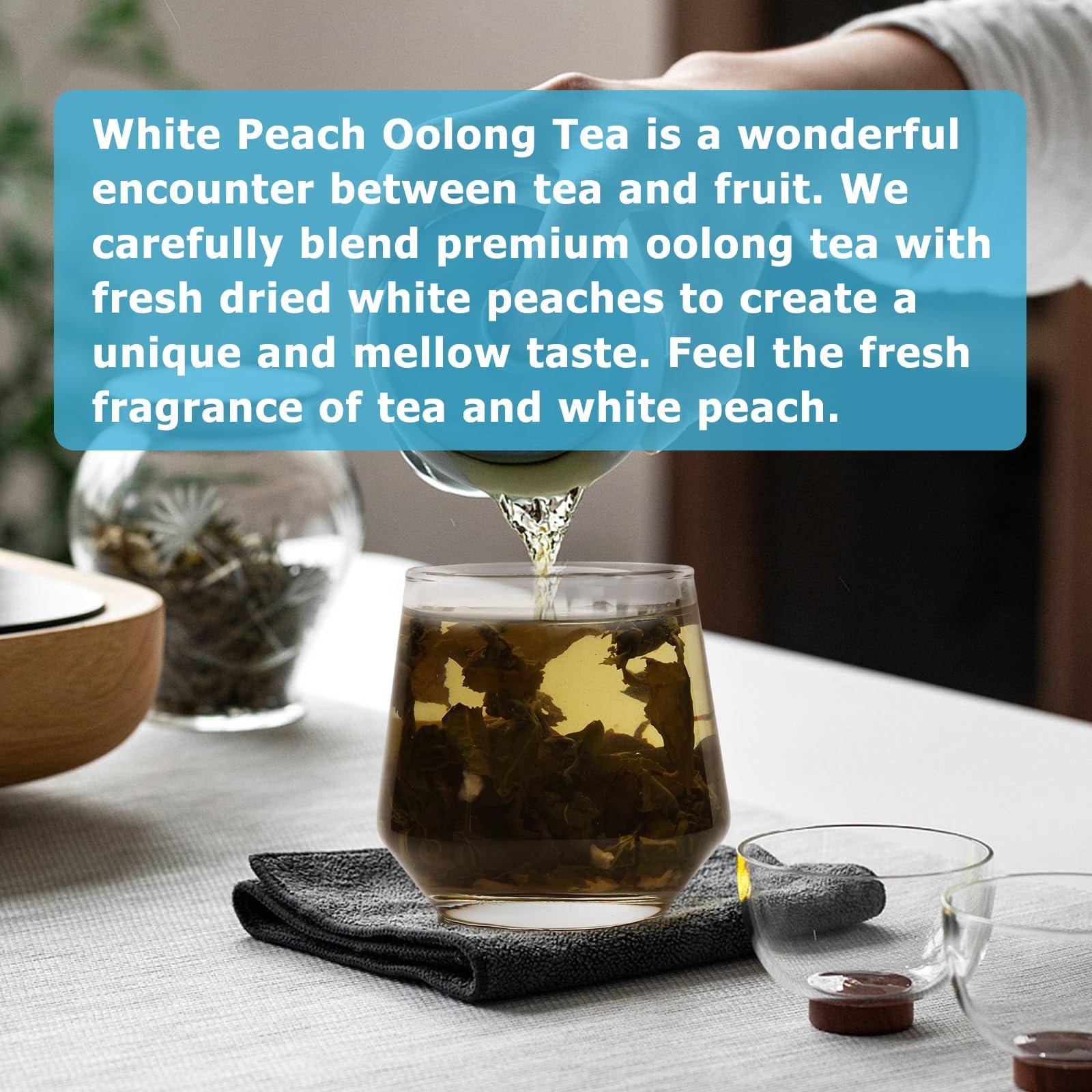 HANFANGLING HANFANGLING White Peach Oolong Tea, Refreshing, Caffeine Alternative, Fresh Sweetness of White Peach and Aromatic Taste of Oolong Tea Loose Leaf 1.76oz