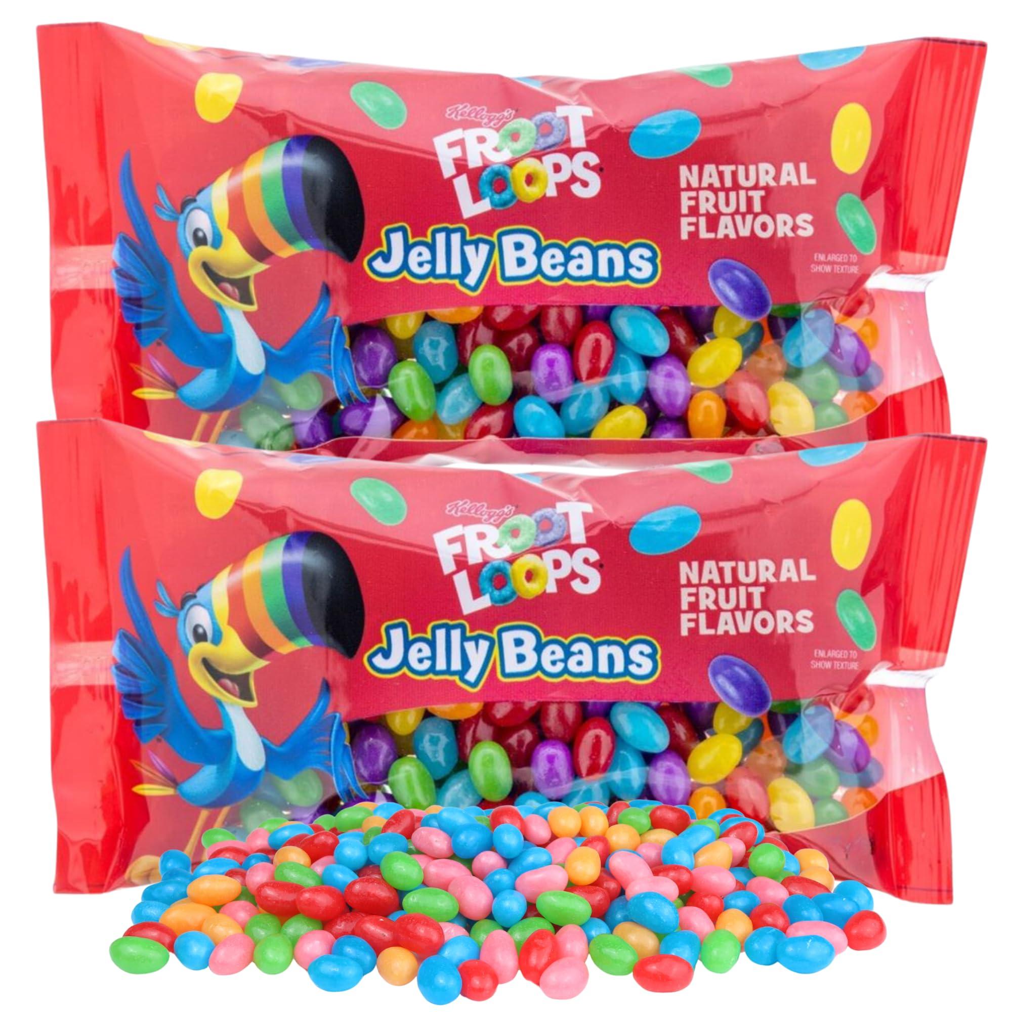 Needzo BULK Froot Loops Jelly Beans Large Bags, 2024 Summer Candy, Cereal Flavored 12 Ounces Each, (Pack of 2)