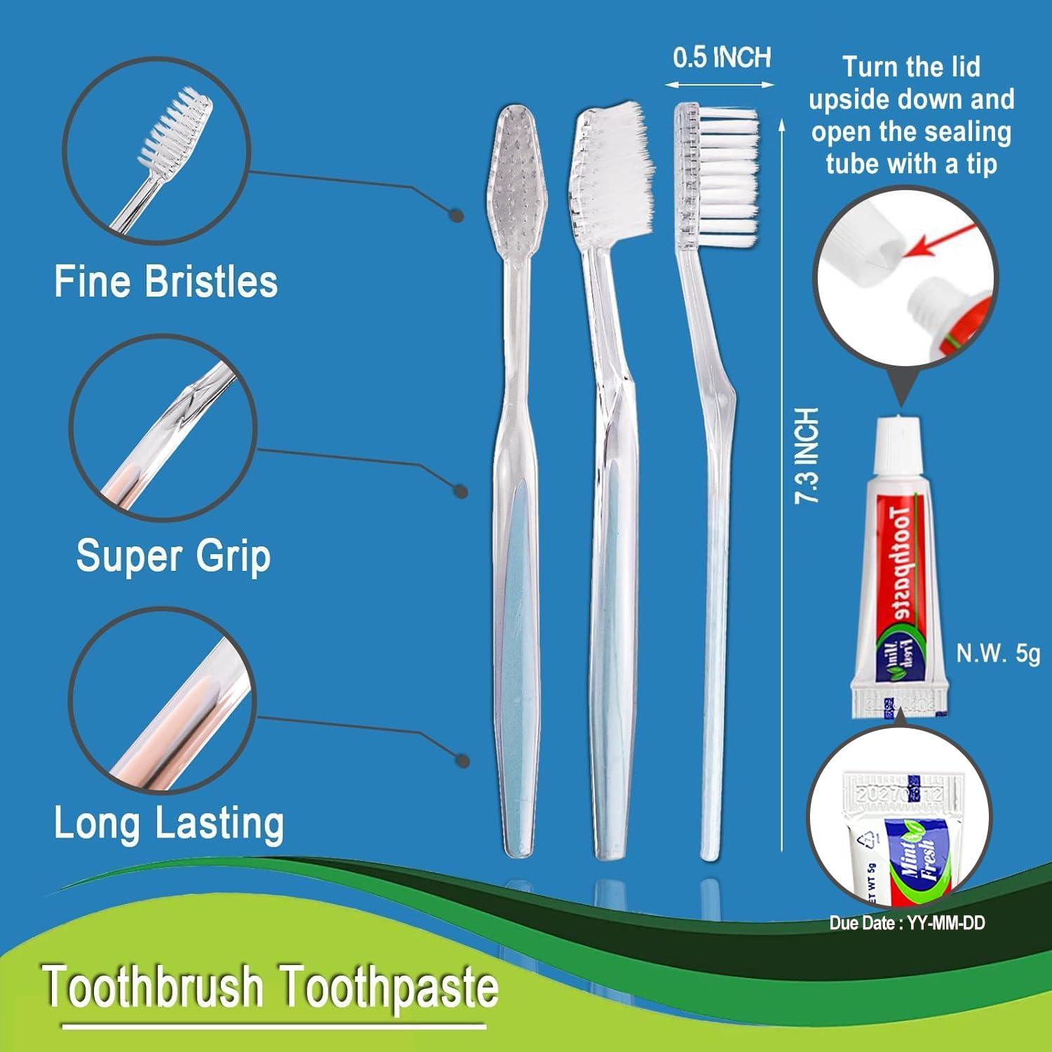 HQSLsund HQSLsund 30 Pack Disposable Toothbrushes with Toothpaste, Individually Wrapped Disposable Toothbrushes Bulk Toothbrushes Soft Bristle Manual Disposable Travel Toothbrush Kit