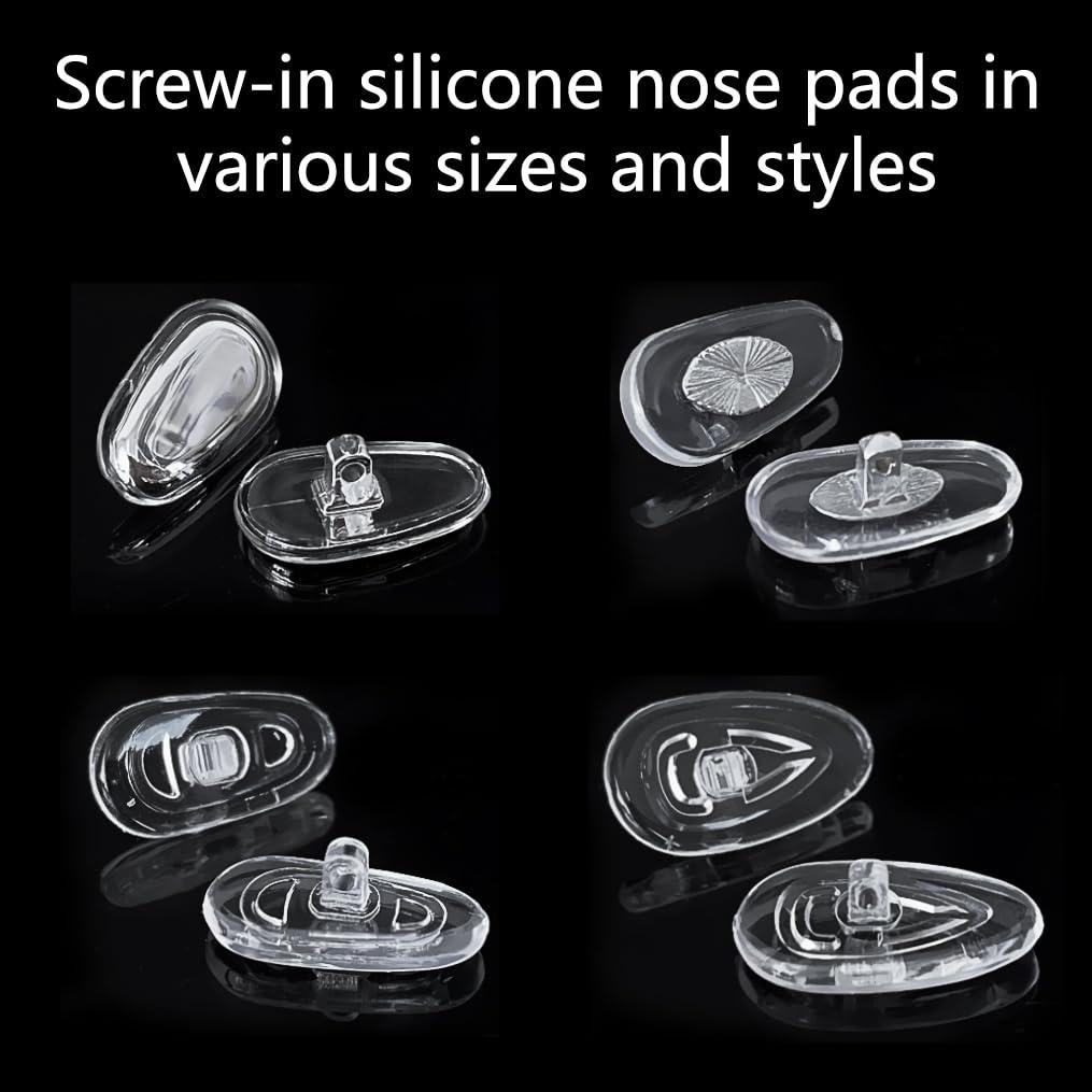 PTSLKHN PTSLKHN Screw-in Eyeglass Nose Pads, Glasses Nose Pads Replacement Kit, 12 Pairs of Soft Silicone Nose Pads for Eye Glasses, Sunglasses and Presbyopes