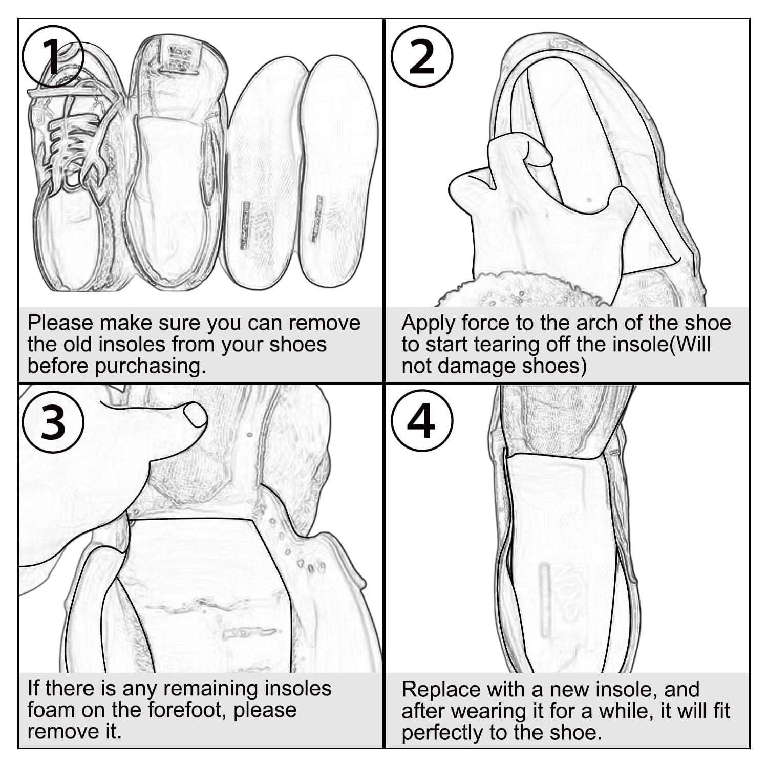 Endoto Insoles for Vans Shoes, Replacement Inserts for Men and Women\'s Skate Sneakers, Cushioned Inner Soles for Comfort and Foot Pain Relief(Size: US 10 Women/8.5 Men-EU 41)