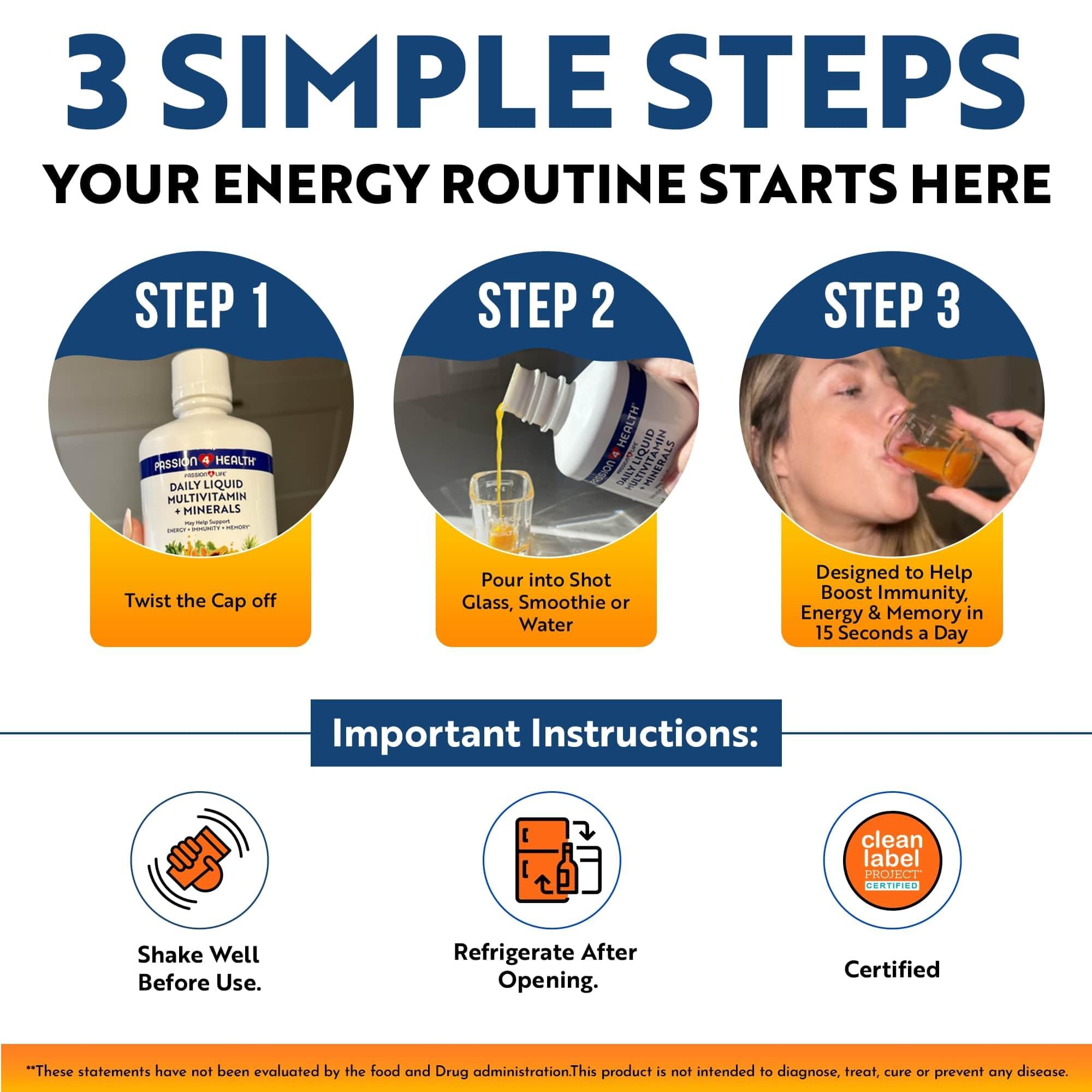 Passion 4 Life Passion 4 Life Mega Liquid Multivitamins, Trace Minerals, Amino Acids, Turmeric for Adults, Men, Women, Teens, Kids, Non-GMO, No Soy, No Dairy