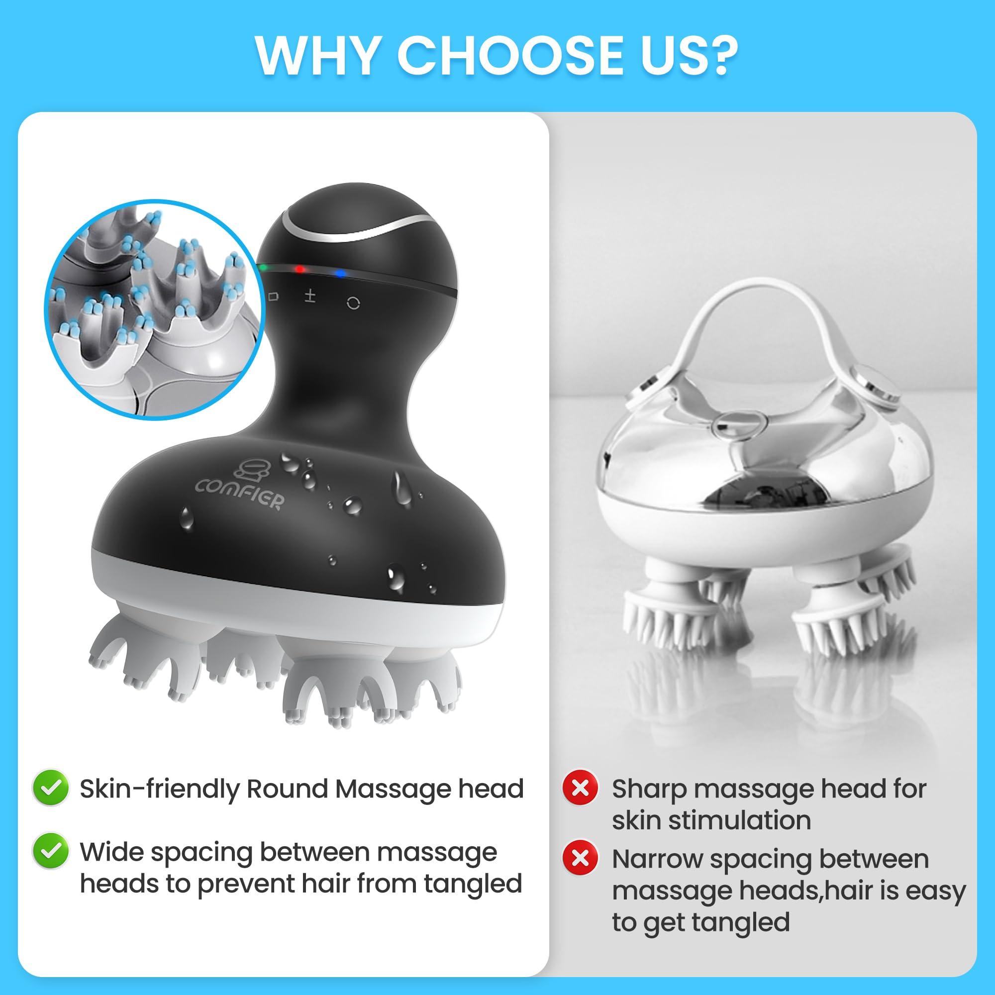 COMFIER COMFIER Electric Scalp Massager Hair Growth, Cordless Head Massager Scalp Stress Relax, Waterproof Handheld Hair Scratcher with 84 Silicone Nodes, Gift for Men Women
