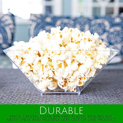 PLASTICPRO PLASTICPRO Disposable Square Plastic Medium White Serving Bowls Extra Heavy Duty for Party's Snack or Salad Bowl, Elegant Pack of 4