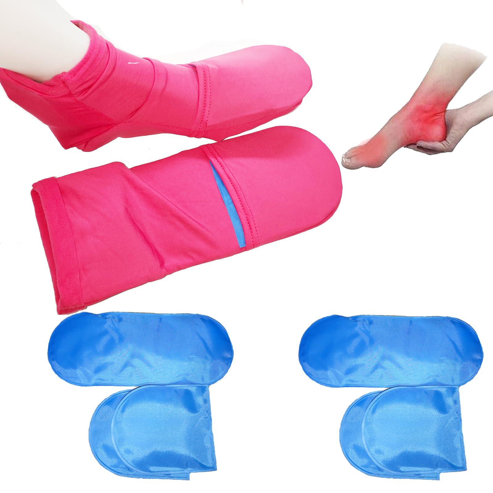 coldpa Reusable Cold Therapy Socks, Gel Ice Pack for Feet Heels Injuries Swelling, Hot and Cold Therapy Socks for Plantar Fasciitis Neuropathy Chemotherapy Pain Relief for Foot Ankle (Pink)