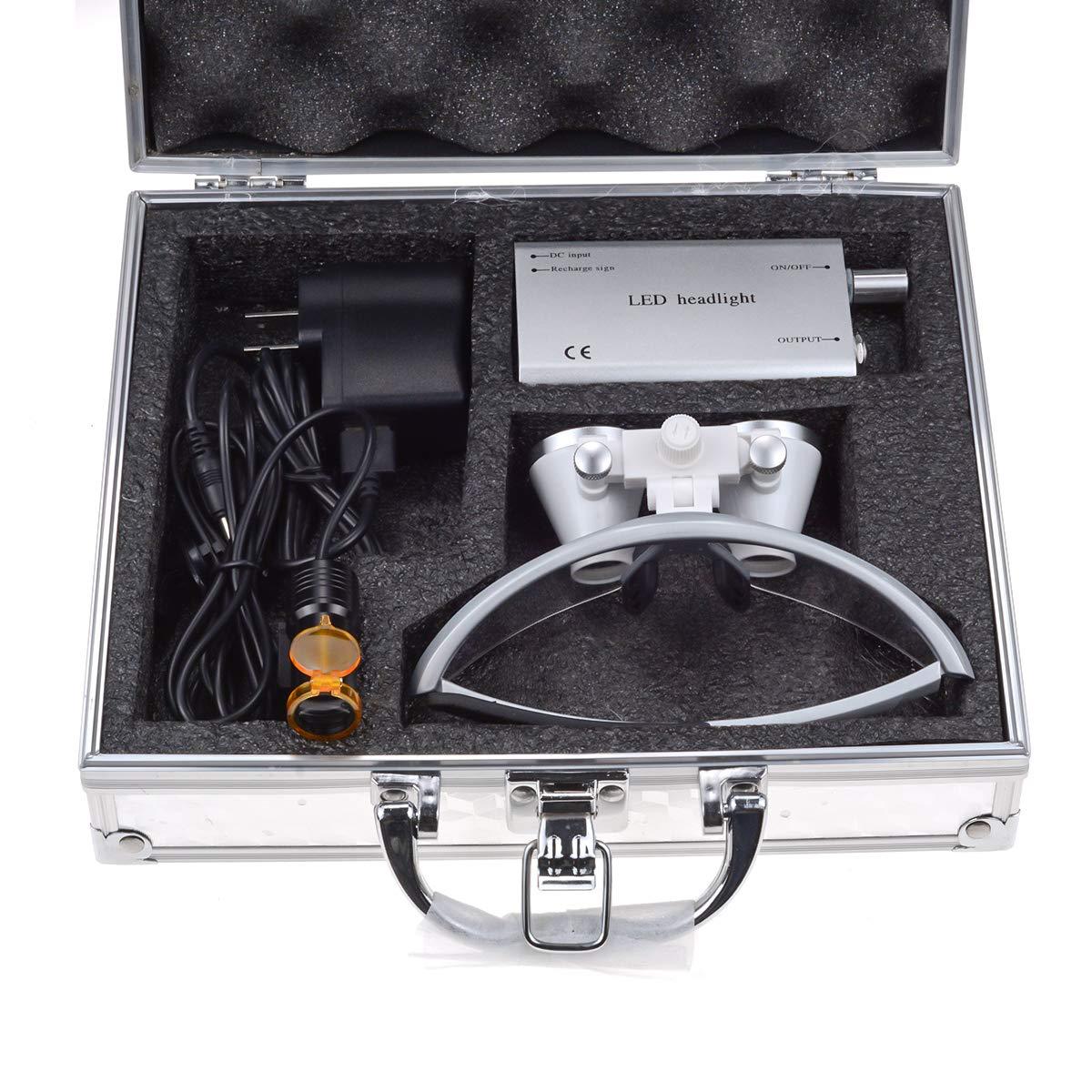 NSKI NSKI 2.5X Loupes Magnifer with 5W High Brightness LED Headlamp with Filter + Aluminum Box (Silver)