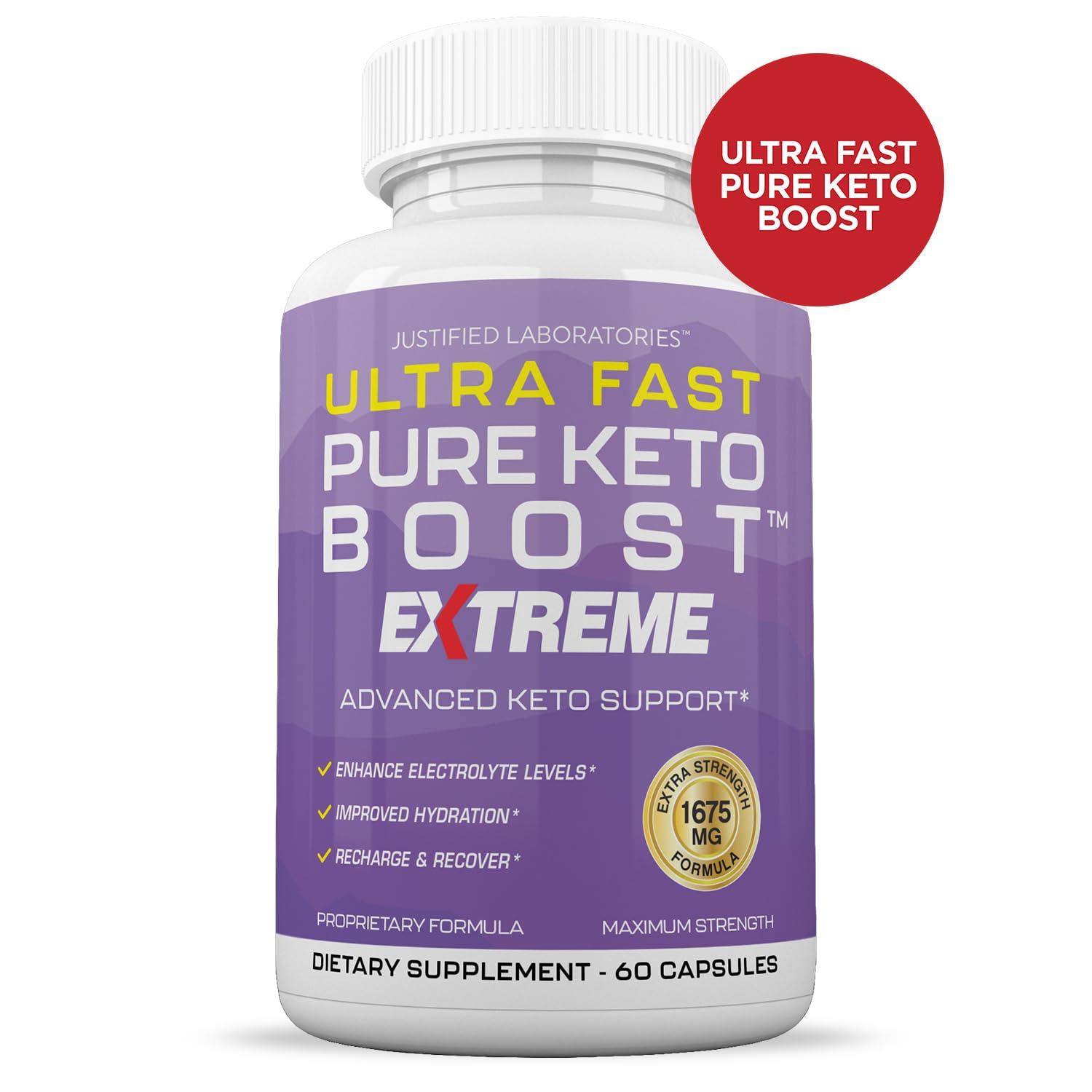 Justified Laboratories Ultra Fast Pure Keto Boost Extreme Keto Pills 1675MG New & Improved Formula Contains Apple Cider Vinegar Extra Virgin Olive Oil Powder Green Tea Leaf 60 Capsules
