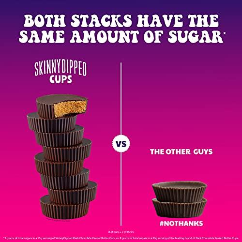 SKINNYDIPPED SkinnyDipped Dark Chocolate Peanut Butter Cups, 2g Sugar per Cup, Keto Friendly, No Stevia, Gluten Free, 3.2oz, 1 Pack (6 Cups Total)
