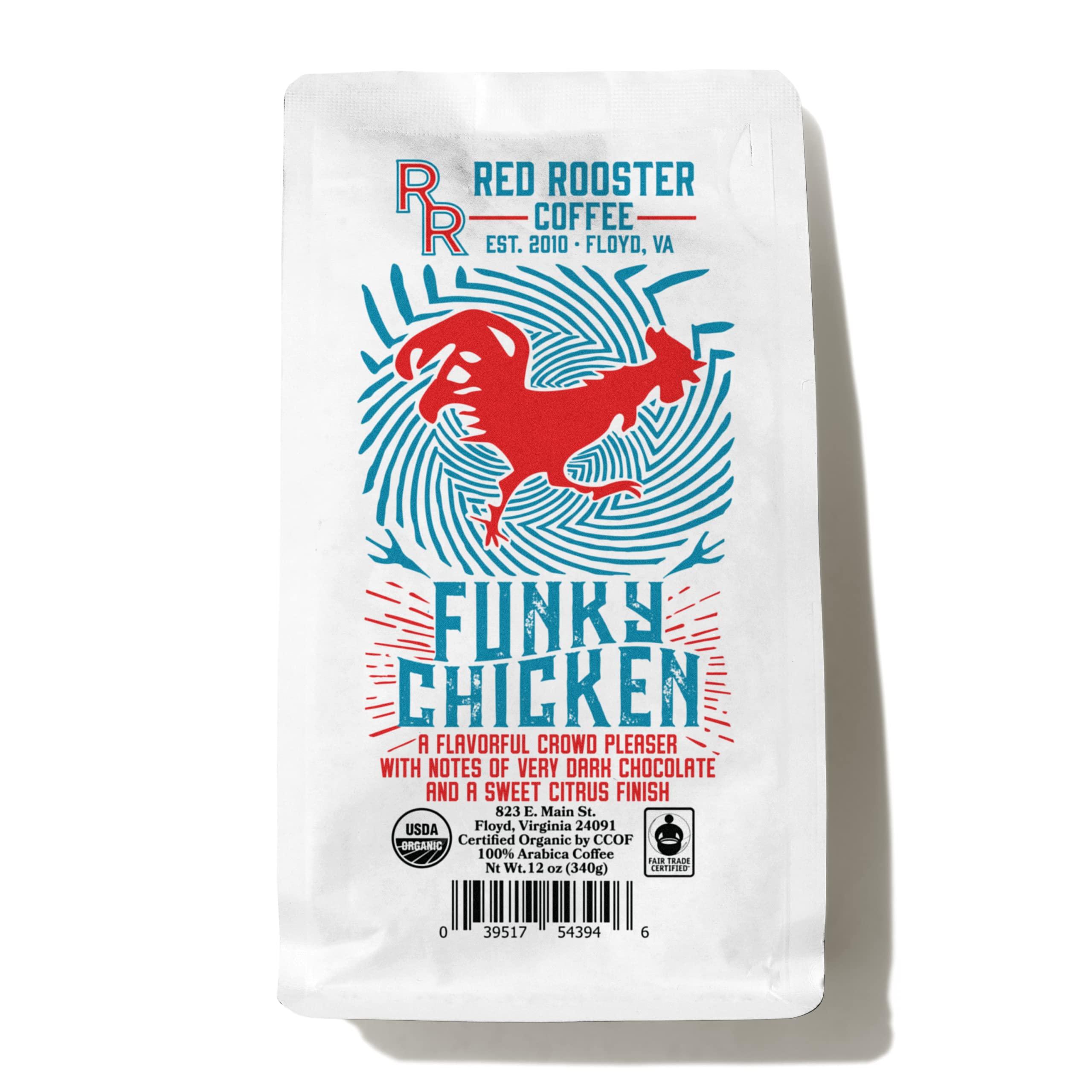 Red Rooster Coffee Roaster Red Rooster Coffee Roaster, Organic DECAF Funky Chicken, 12OZ / Whole Bean