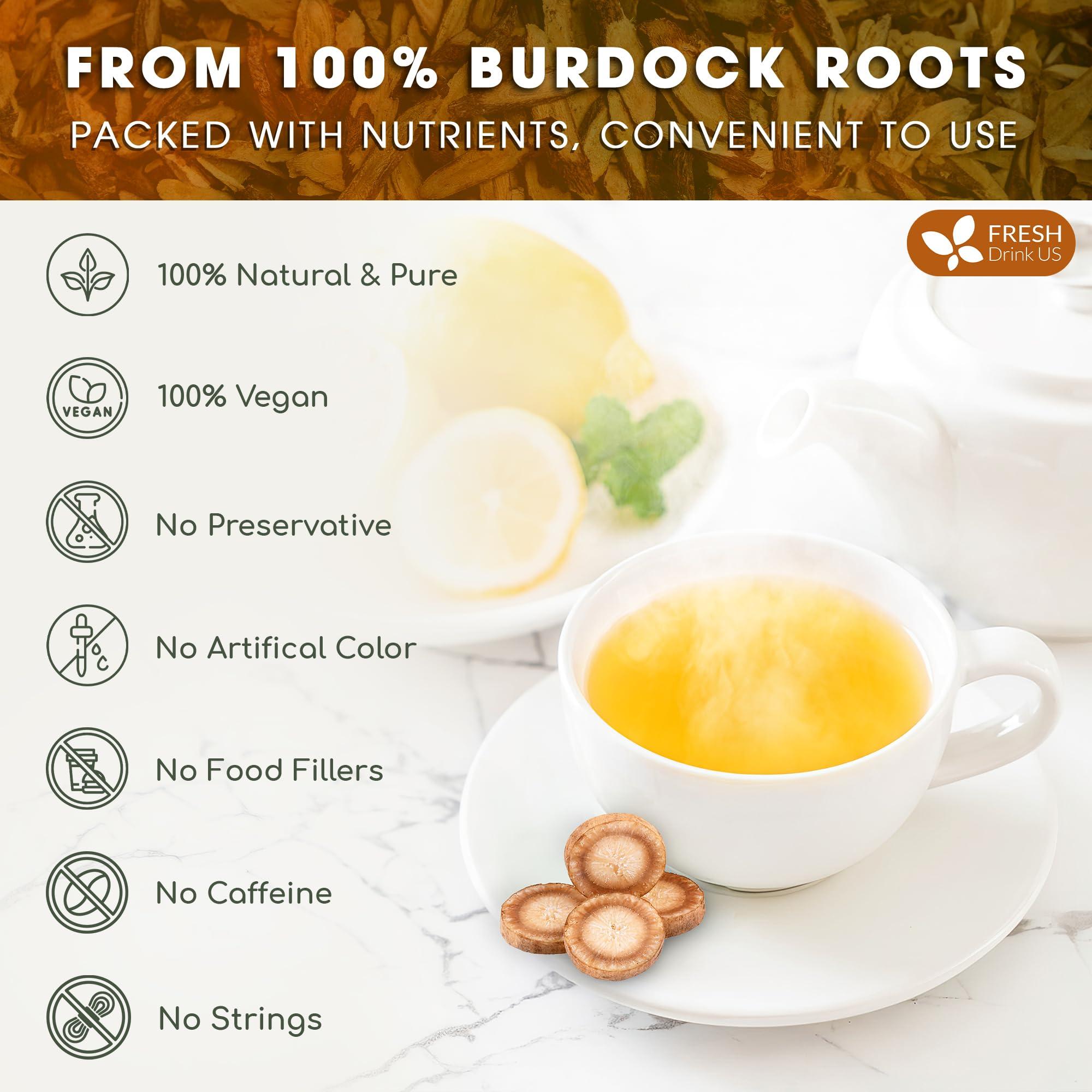 FRESHDRINKUS FRESHDRINKUS, Premium 10oz Burdock Root Powder, 100% Natural & Pure from Burdock Root, Burdock Root Herbal Tea, No Additives, No Caffeine, Vegan