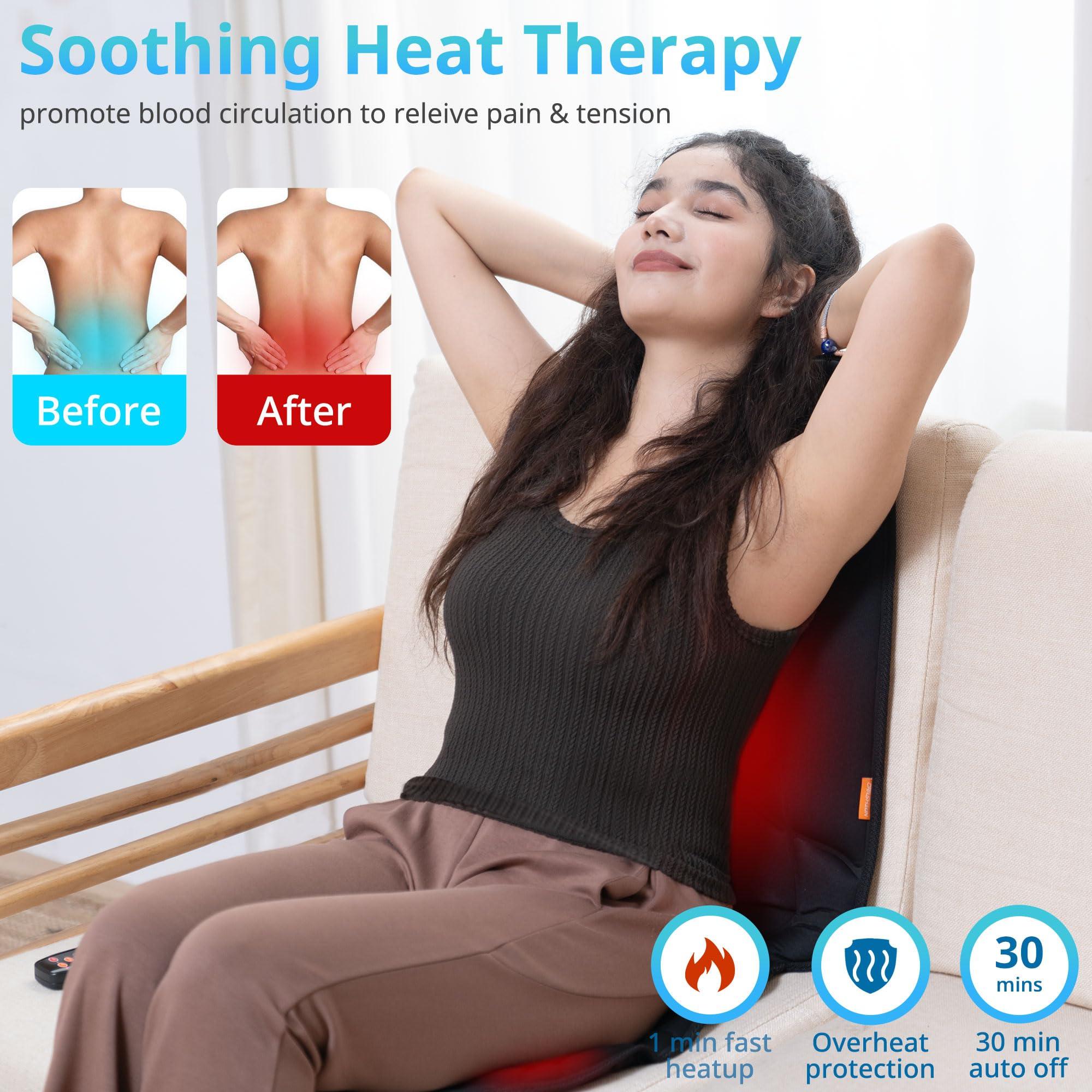 CARSHION CARSHION 10 Vibration Motors, Massage Seat Cushion with Heat,Back Massager for Chair Back Massager Heated Seat Cover Massage Chair Pad for Pain Relief Home Office Use