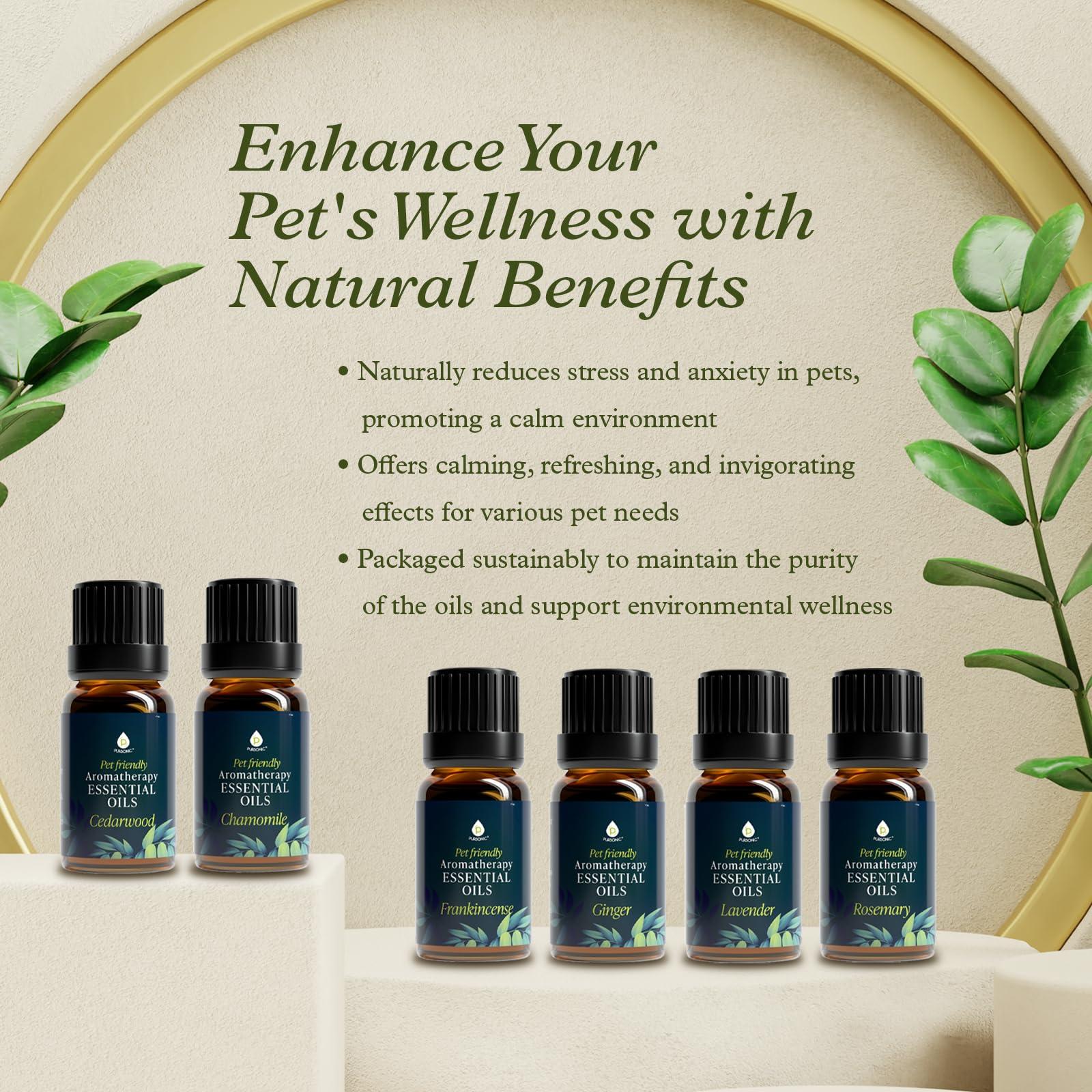 Pursonic PURSONIC Pet Friendly Aromatherapy Essential Oils Collection, 6-Count - Safe for Dogs and Cats, Natural Relaxation and Stress Relief