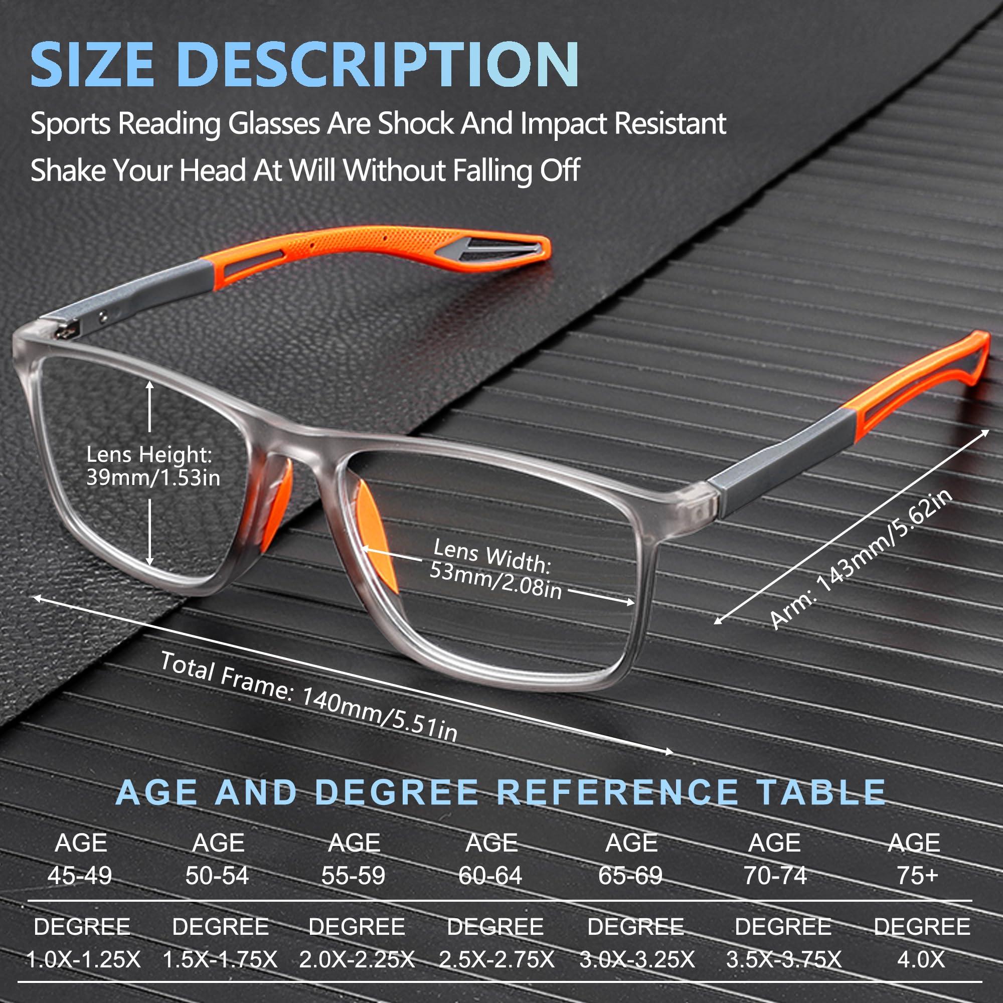 Lutonglenss Lutonglenss TR90 Sports Style Reading Glasses for Men Anti-Slip 3 Pack Blue Light Blocking Readers With Spring Hinges Sturdy Rectangle Lightweight Flexible and Trendy Design +2.25