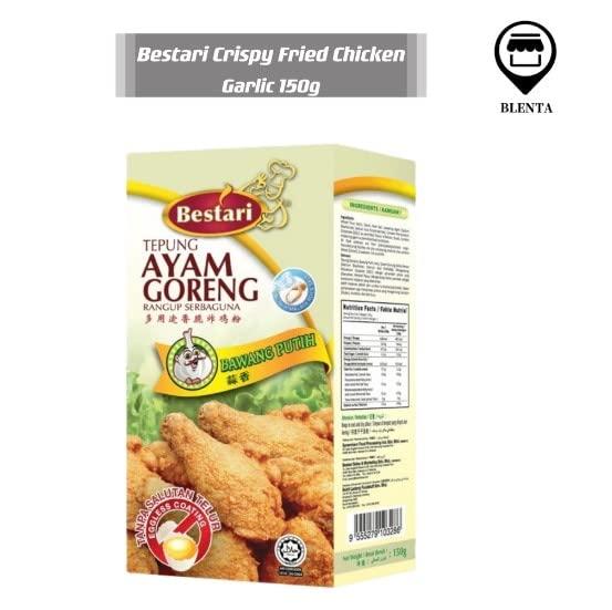 Bestari Bestari Garlic Crispy Fried Chicken Coating Mix 150g - Simple and Tasty - HALAL - Crunchiest Bite - Eggless Coating - No Additional Flavoring Needed