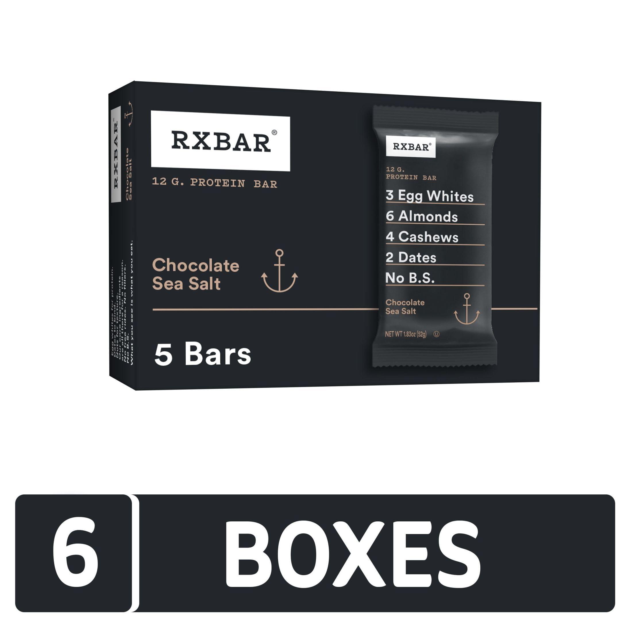 RXBAR RXBAR Protein Bars, 12g Protein, Gluten Free Snacks, Chocolate Sea Salt (6 Boxes, 30 Bars)