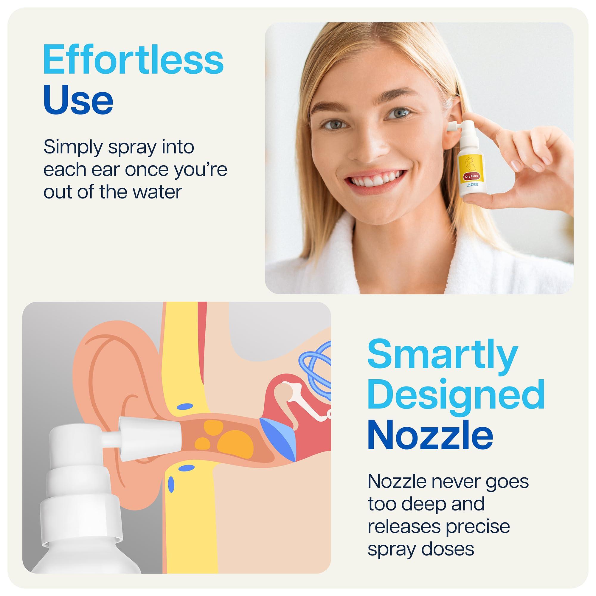 NAVEH PHARMA NAVEH PHARMA Dry Ears -Swimmers Ear Drops Spray - Ear Drying Drops for Swimmers Adults and Kids/Remove Water Trapped in Ears and Hearing Loss (1 Fl Oz)