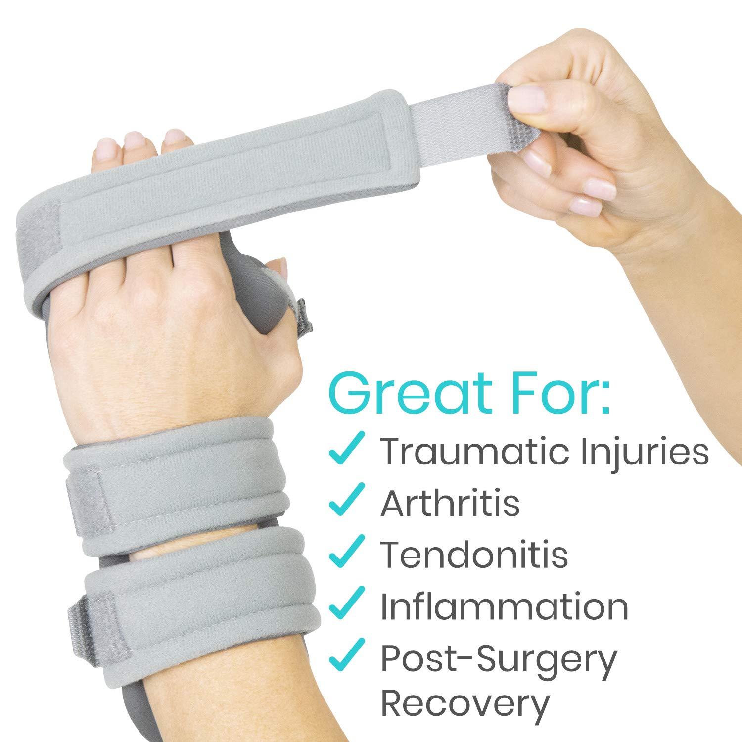 Vive Vive Resting Hand Splint (Left) (w/ Rehab Video App) - Night Immobilizer Wrist Finger Brace - Thumb Stabilizer Wrap - For Arthritis, Tendonitis, Carpal Tunnel Pain - Functional Support For Sprains Fractures (Large)