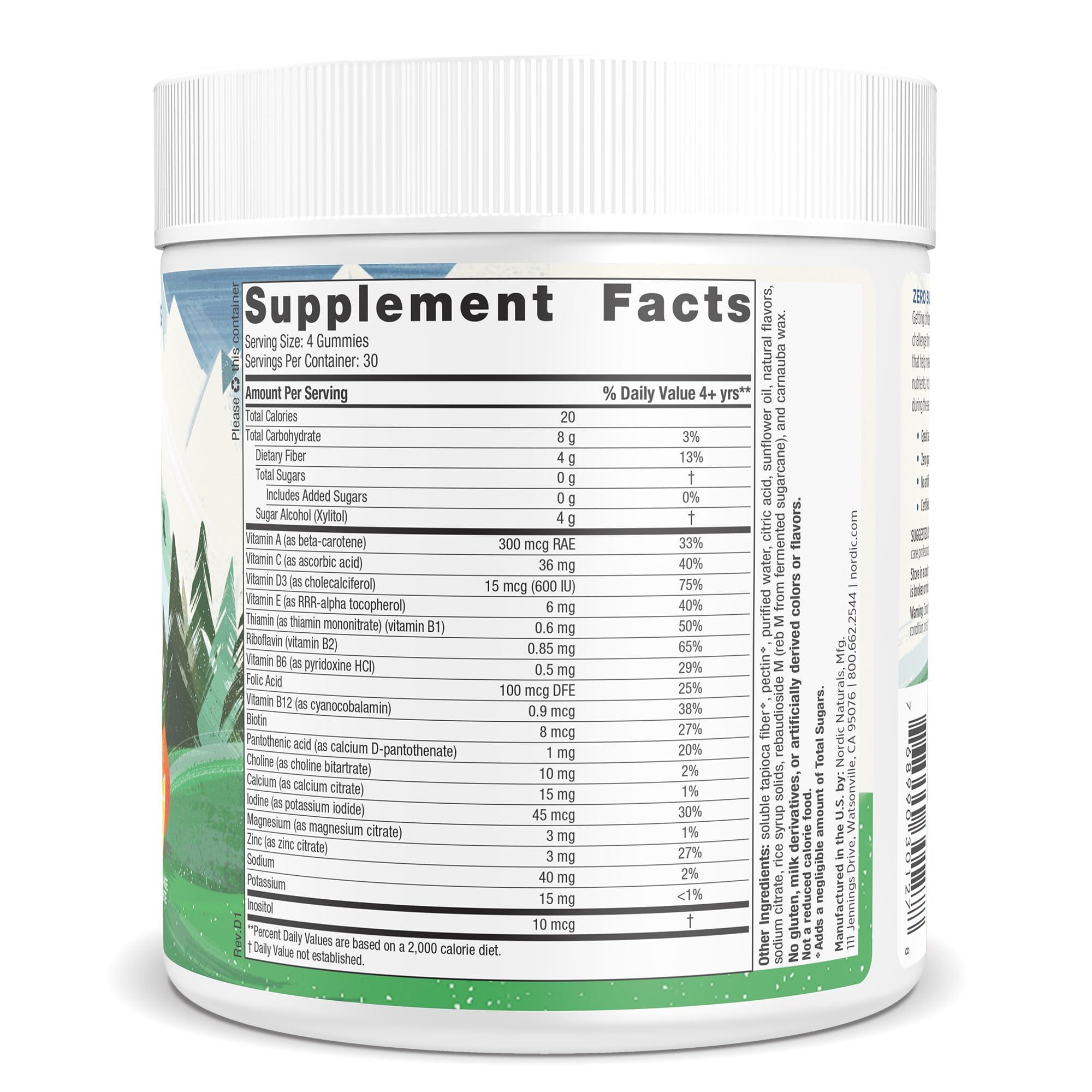 Nordic Naturals Nordic Naturals Zero Sugar Kids Multi Gummies, Orange Lemon - 120 Gummies - Great-Tasting Multivitamin for Ages 4+ - Supports Growth & Development - Non-GMO, Vegetarian - 30 Servings