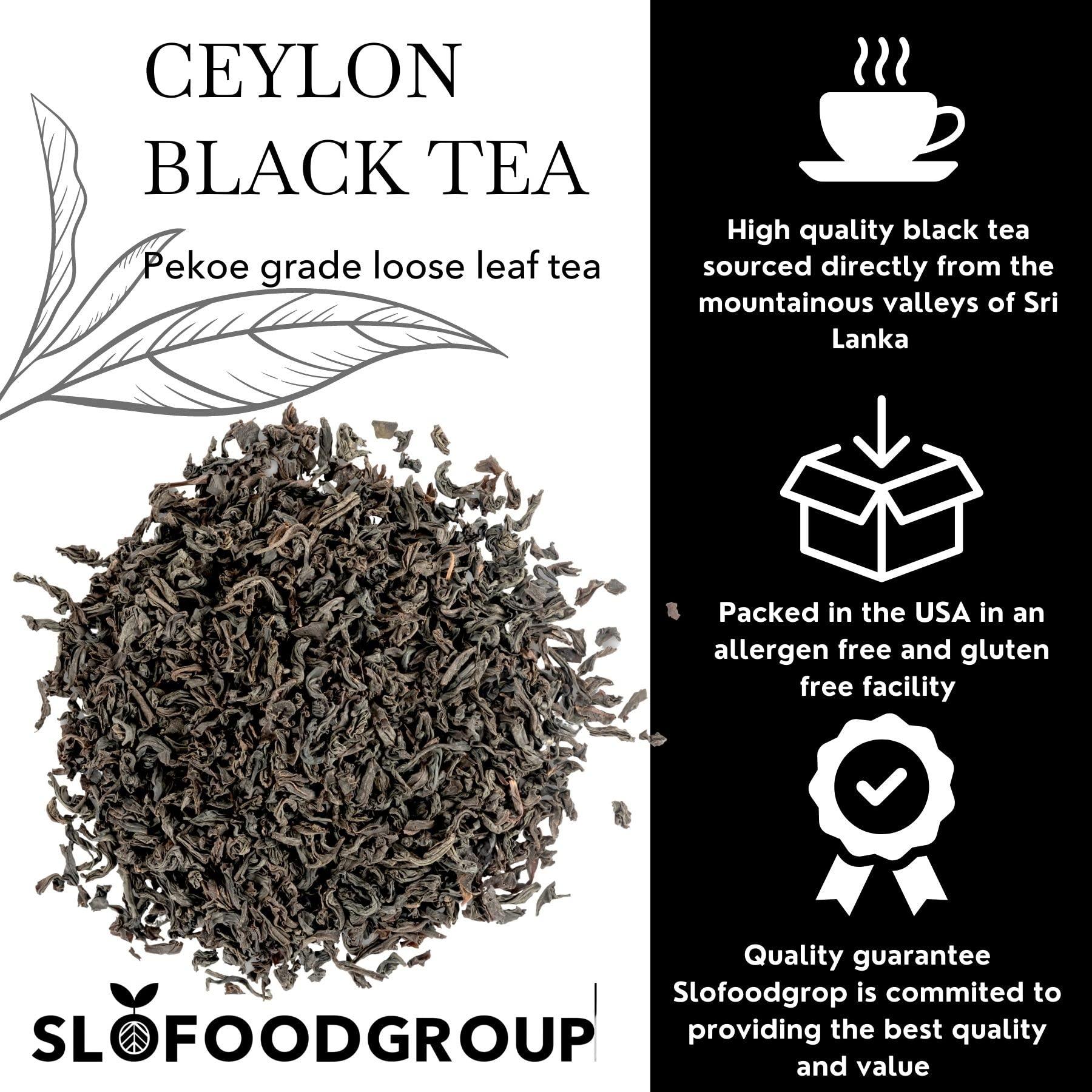 Slofoodgroup Slofoodgroup Ceylon Black Tea - Loose Leaf Black Tea from Sri Lanka - Pekoe Grade Tea Leaf (16 OZ)…