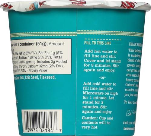 Bob's Red Mill Bob\'s Red Mill Classic Oatmeal Cup, 1 Cup (Pack of 1) - Non GMO, Gluten Free, Whole Grain, Vegan, Kosher