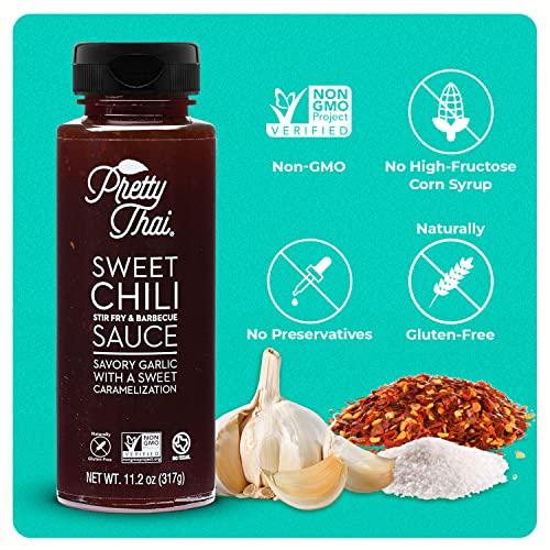 Pretty Thai Pretty Thai Sweet Chili Sauce, Gluten Free Certified Non-GMO Authentic Vegan Stir Fry, BBQ Condiment, Dipping Sauce, Rice Seasoning, 100% Natural (Pack of 6)