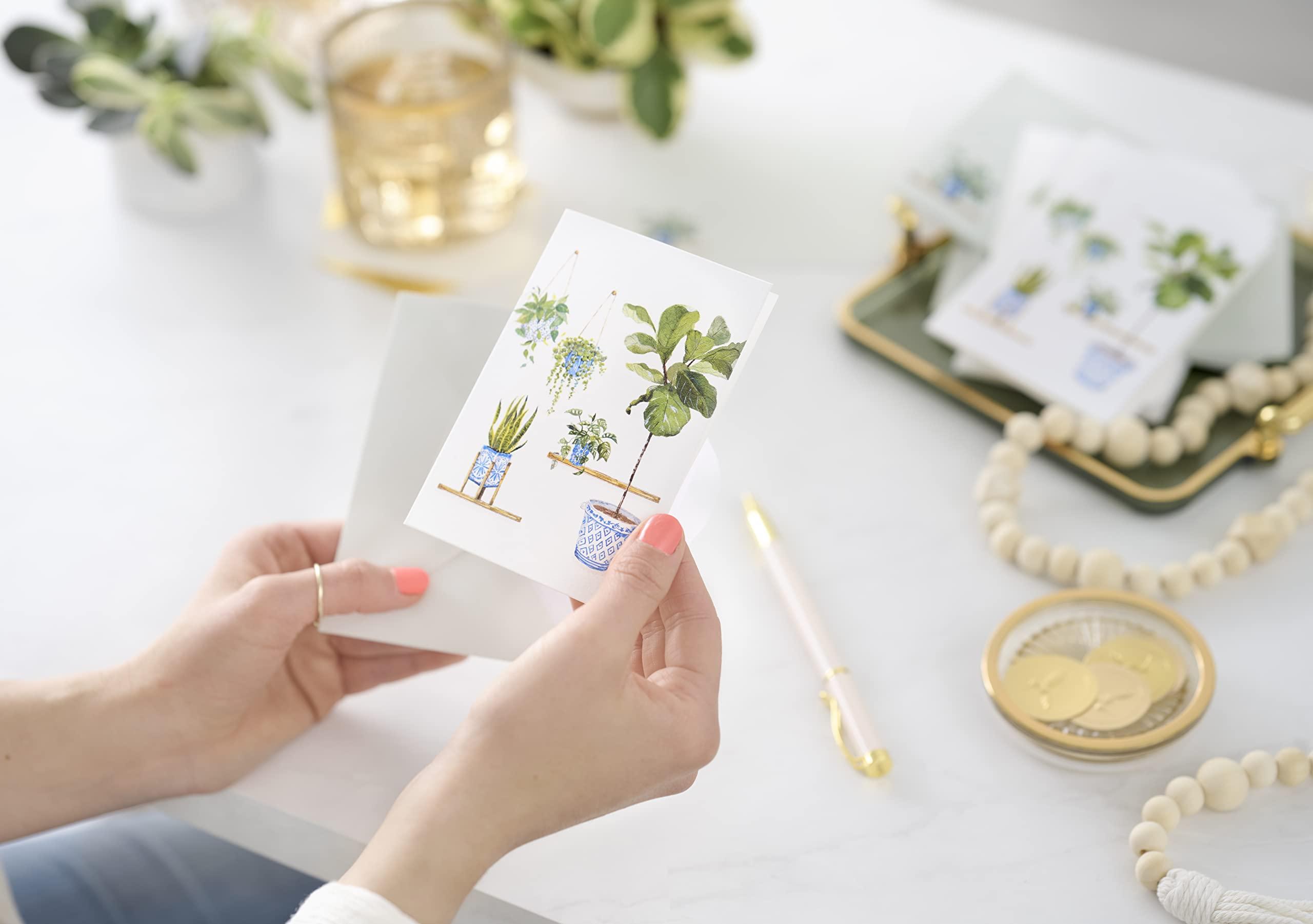 Papyrus Papyrus Blank Cards with Envelopes, Indoor Garden (14-Count)