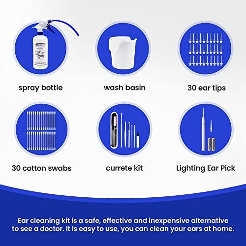 BOCOOLIFE BOCOOLIFE Ear Cleaning Kit, Ear Wax Removal Tool Ears Cleaner, Ear Wash Irrigation Kit with Lighted Ear Curette Pick,Ear Basin,30 Ear Tips,Cotton Swabs,Safe and Easy Clean Ear Blockage Wax of All Ages