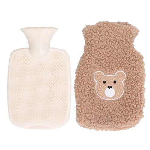 DCQRY Hot Water Bottle 1000ml Cute Plush Bear Hot Water Bottle Thickened PVC Hot Water Bag Anti Scald Hot Water Bag with Cover for Home Winter Pain Relief Hot Cold Pack(#3)