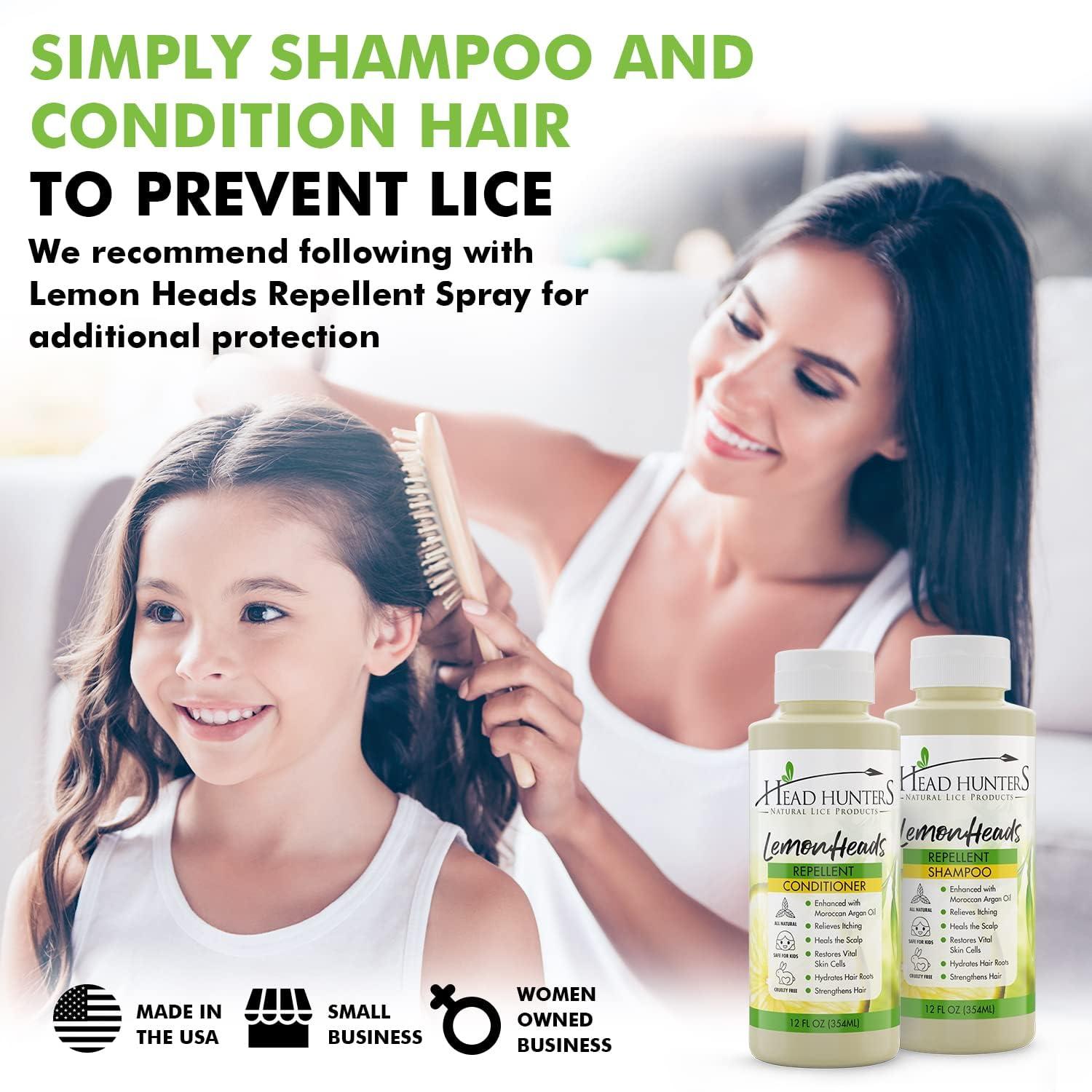 Head Hunters Natural Lice Products Lemon Heads Natural Lice Prevention Shampoo and Conditioner - Safe for Kids and Adults, 12 Ounce