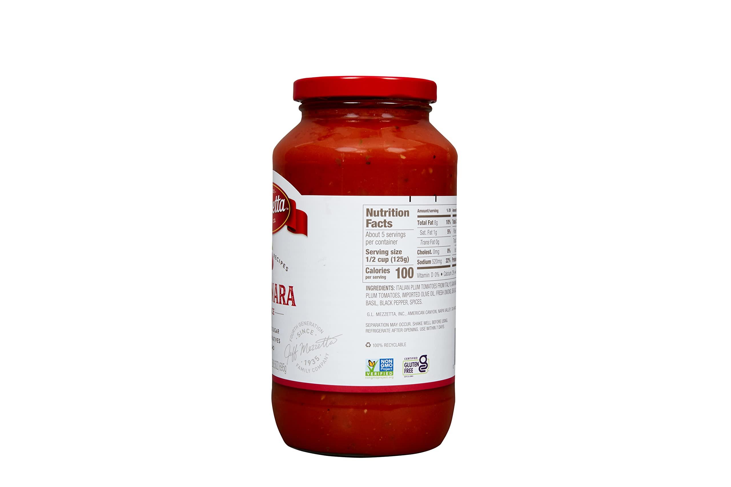 Mezzetta Mezzetta Family Recipes Marinara Sauce | Vegan, Non-GMO, Gluten Free, Preservative Free, Keto | 24.5 Ounce Jar (Pack of 2)