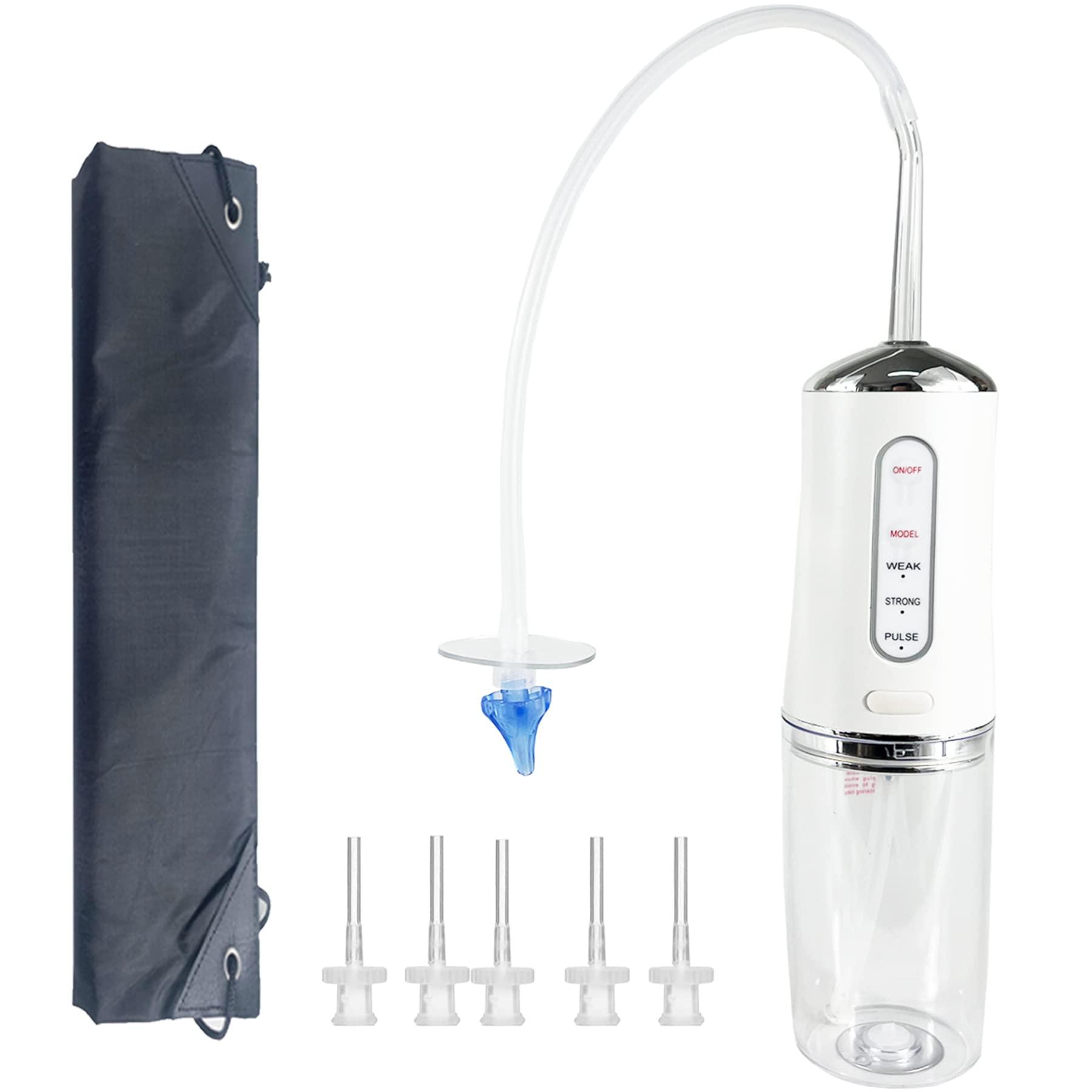 Smokitcen Smokitcen Electric Ear Cleaning Kit for Adults Premium Ear Wax Removal Tool with Electrical Cleaner Spray Reusable Earwax Removal Kit with 3 Pressure Irrigation 6 Tip & 9.8in Silicone Hose (White)