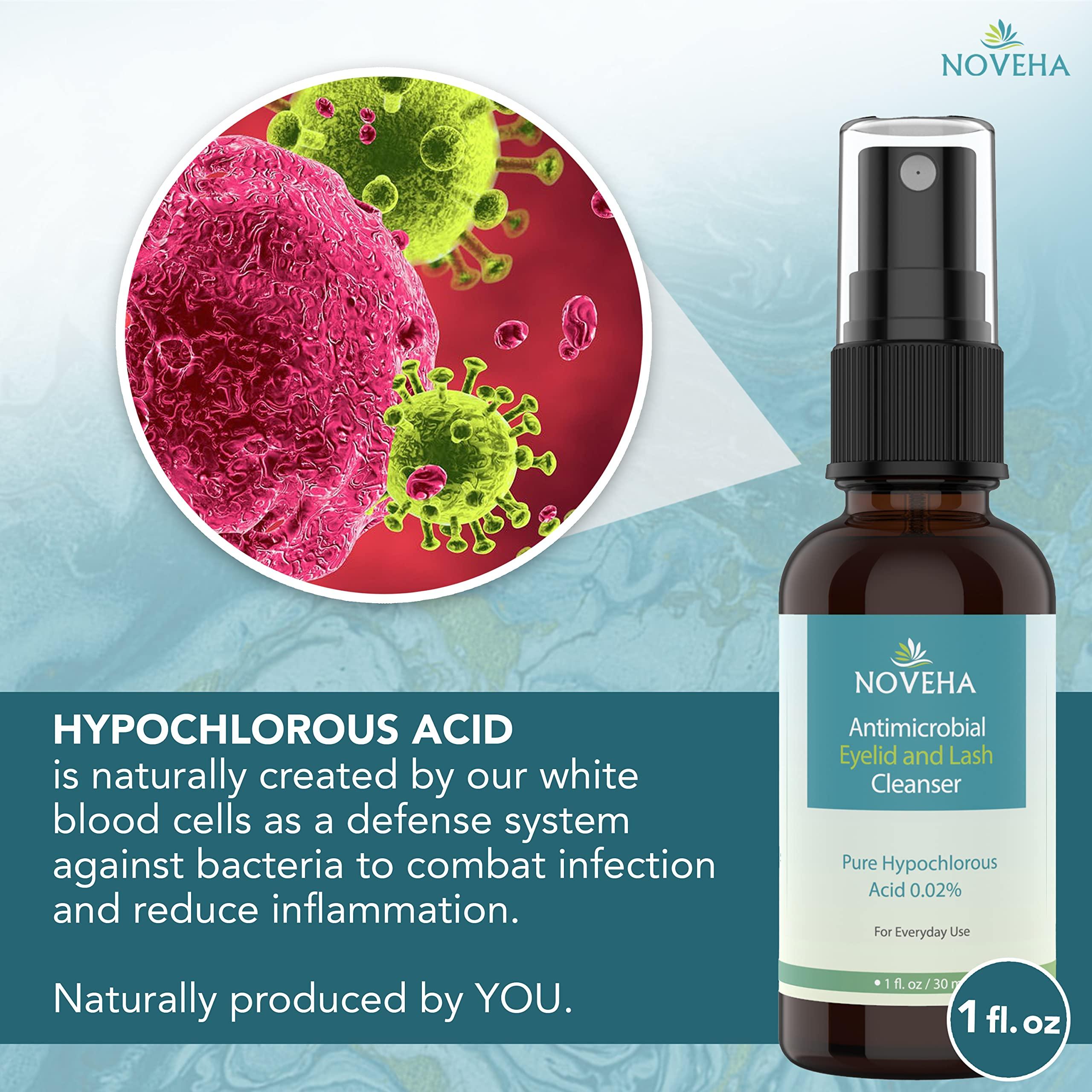 NOVEHA NOVEHA Eyelid Cleanser | Stye Eye Treatment | Eye Lid Cleaning | Dry Eye Relief | Fast Acting Soothing Eyelid Cleansing Formula | Pure and Gentle Lash Hypochlorous Acid Eyelid Spray (1oz - 1 Pack)