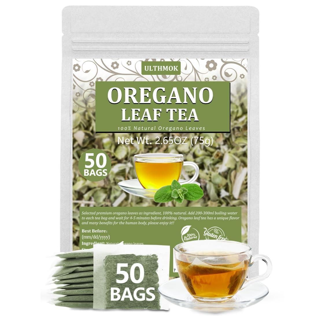 ULTHMOK Premium 50 Oregano Tea Bags, Made with 100% Natural Oregano Leaves, No Additives & Caffeine Free.