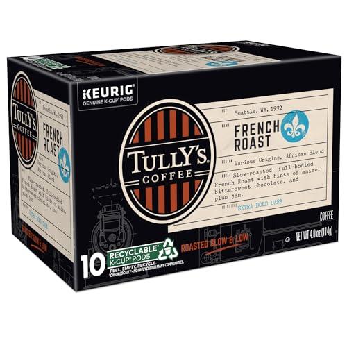 TULLY\'S Tully\'s Coffee French Roast, Keurig Single Serve K-Cup Pods, Dark Roast Coffee, 60 Count, (6 Packs of 10)