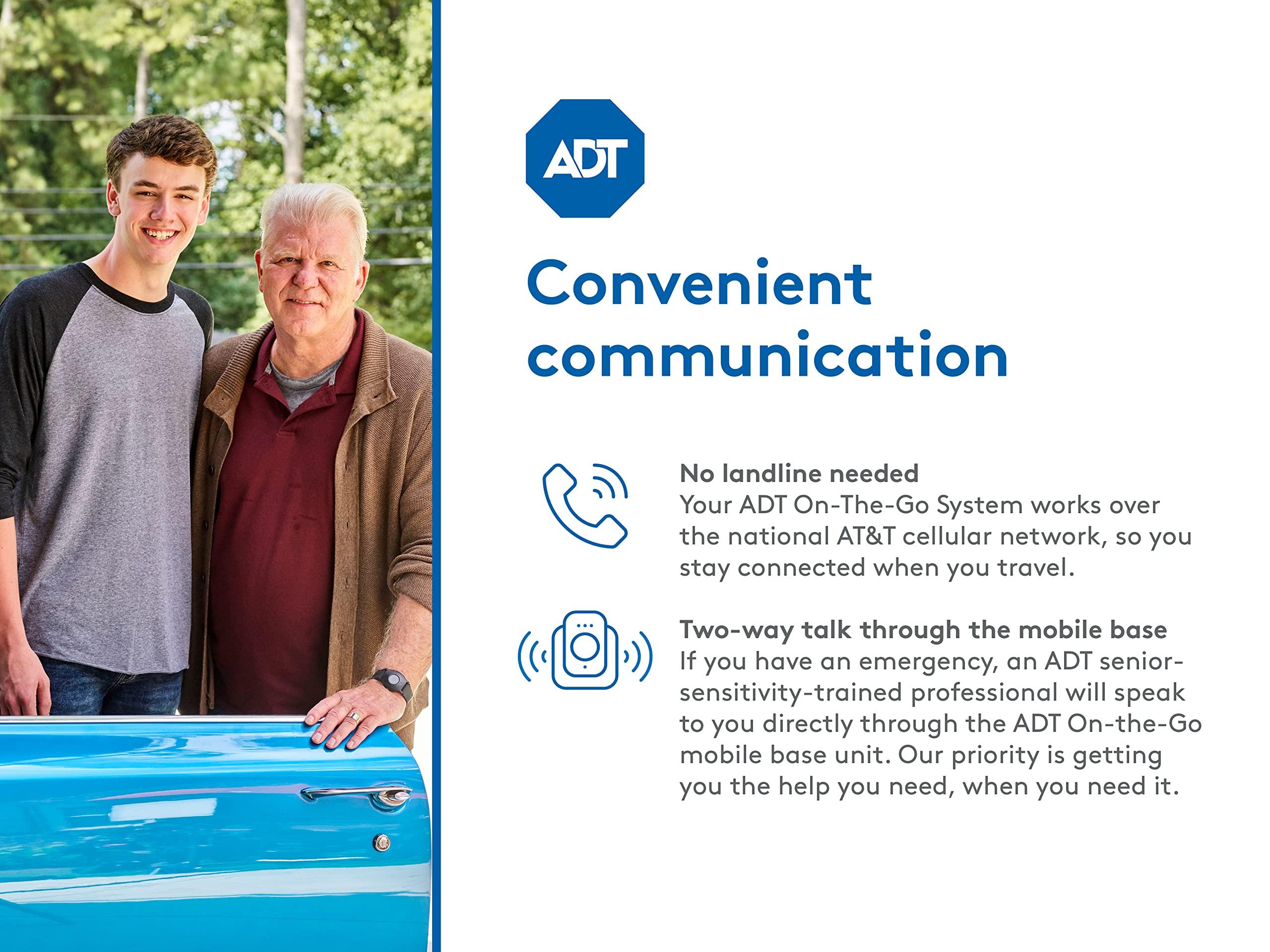 ADT ADT - On-The-Go Mobile Medical Alert System for Seniors - GPS Capabilities, Included Waterproof Wearable Panic Button, 24/7 U.S. Based Monitoring (Fall Detection Pendant)