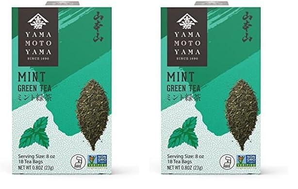Yamamotoyama Yamamotoyama Mint Green Tea, 18 bags (Pack of 2)