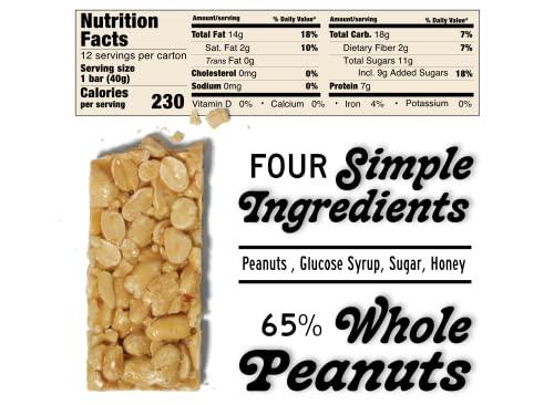 SOUTH FORTY SNACKS South 40 Snacks Peanut Bar, Extra Crunchy Nut Snack Bar, Simple Ingredients, Honey and Sugar, Delicious Healthy Protein Nut Clusters, Individually Wrapped, 7 Grams of Protein (40g Bar, Pack of 12)