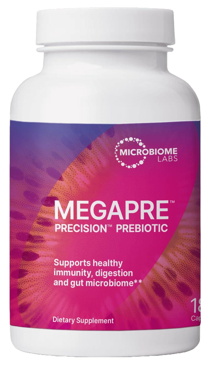 Microbiome Labs Microbiome Labs MegaPre Prebiotic Fiber Supplement in Vegetable Capsules - Prebiotic Supplement with Clinically Tested Oligosaccharides - Support Microbial Diversity & Gut Health (180 Capsules)