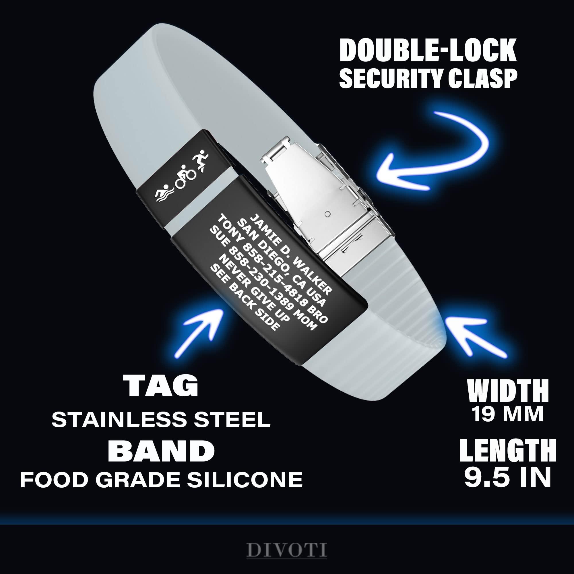 Divoti Divoti Supercharge Wristband ID, Silicone Clasp Identification Bracelet and Sport ID for Athletes - Red Tag/White Silicone Band - 19mm