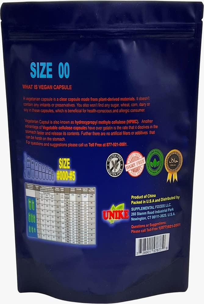 Unike Unike Vegan Empty Capsules Size 00 1000 Quantity Empty Vegan Capsules Vegetarian Empty Pill Capsules Organic for Capsule Filling Machine Vegan Organic Vegetarian