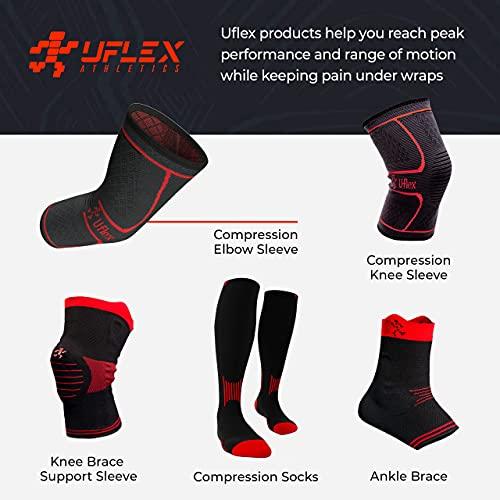 UFlex Athletics UFlex Athletics Knee Compression Sleeve Support for Women and Men - Knee Brace for Pain Relief, Fitness, Weightlifting, Hiking, Sports - Red, Large