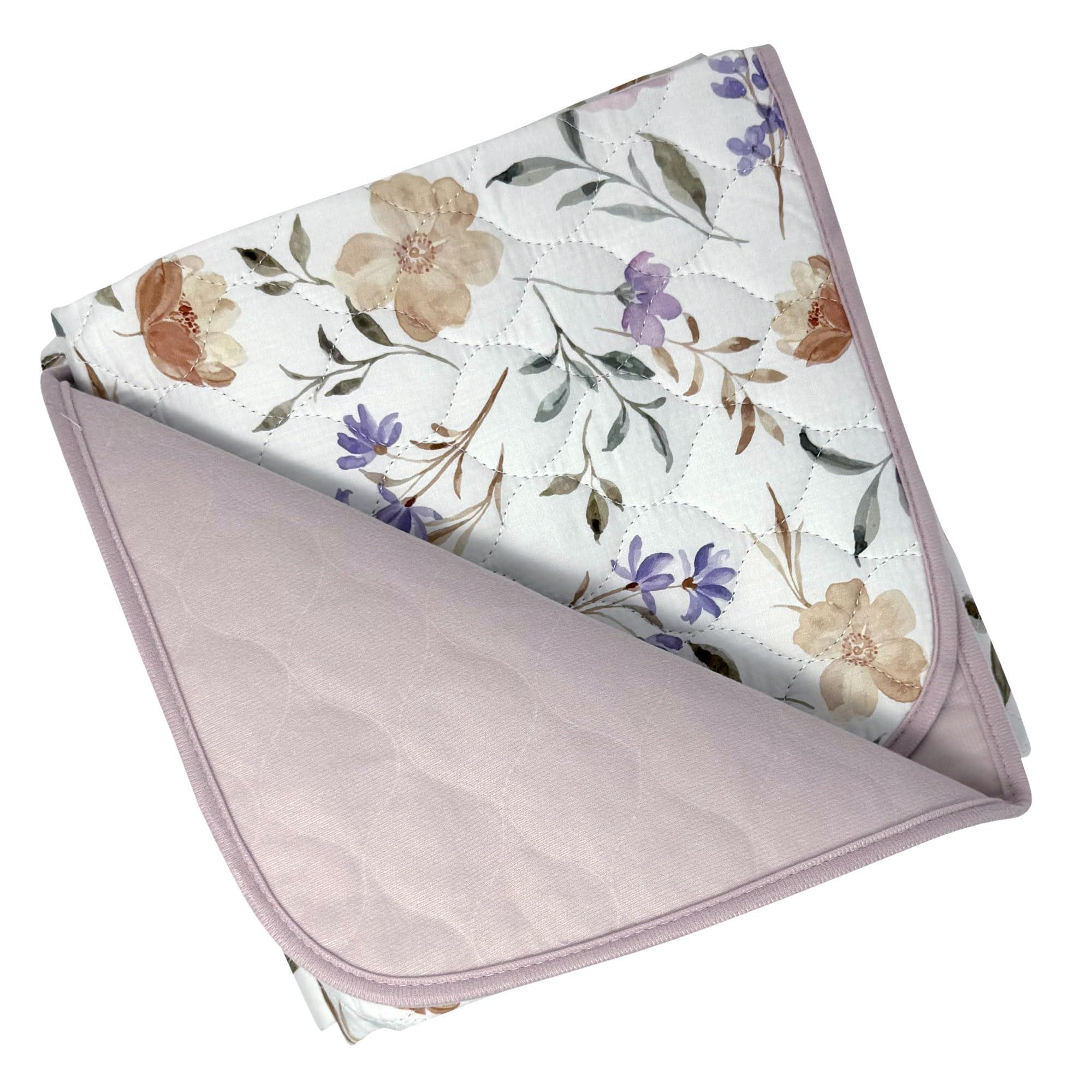 wovenx WOVENX Organic Incontinence Pads for Kids & Toddlers - 5 Layer Waterproof Protectors for Overnight Bed Wetting - Reusable & Washable Pee Pads - Fits Twin to Full Size Beds - 34\" x 52\" Flower