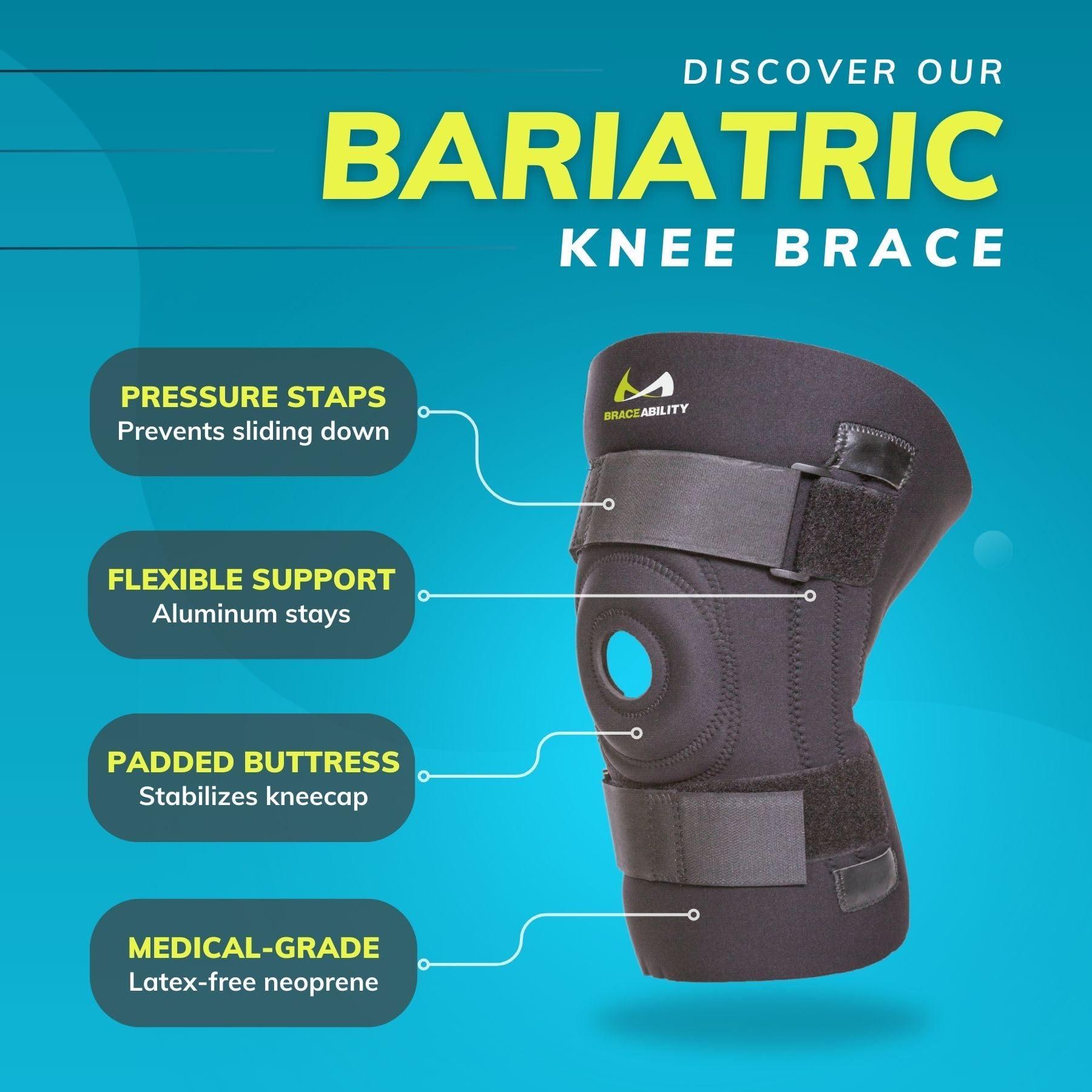 BraceAbility BraceAbility Bariatric Knee Brace for Large Legs - Plus Size Knee Brace with Side Stabilizers for Big Men or Women, Arthritis, Patellar Tendonitis, Obese Chondromalacia Pain, Instability (5XL)
