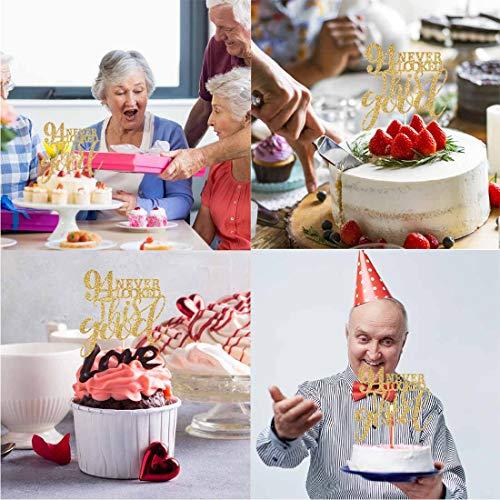MAGJUCHE Gold Glitter 94 Never Looked This Good Cake Topper, Women Gold Happy 94th Birthday Cake Topper, Birthday Party Decorations, Supplies