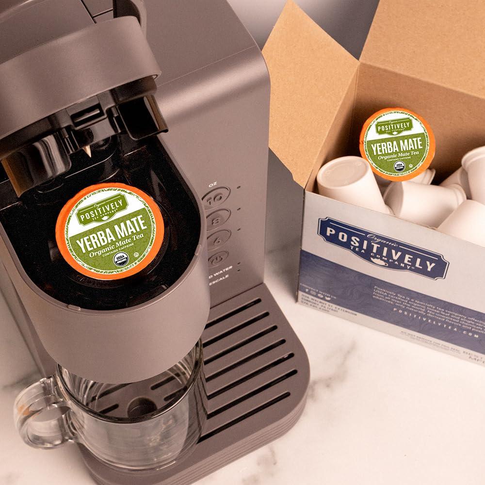 Organic Positively Tea Company Organic Positively Tea Company, Yerba Mate Tea (Unsmoked), K-Cup Compatible, 96 Pods