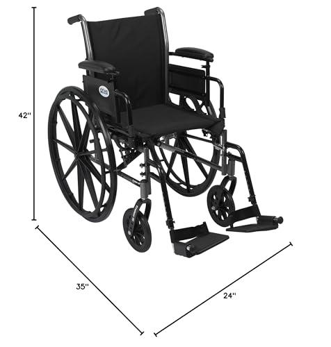Drive Medical Drive Medical Cruiser III Light Weight Wheelchair with Various Flip Back Arm Styles and Front Rigging Options, 16 Inch