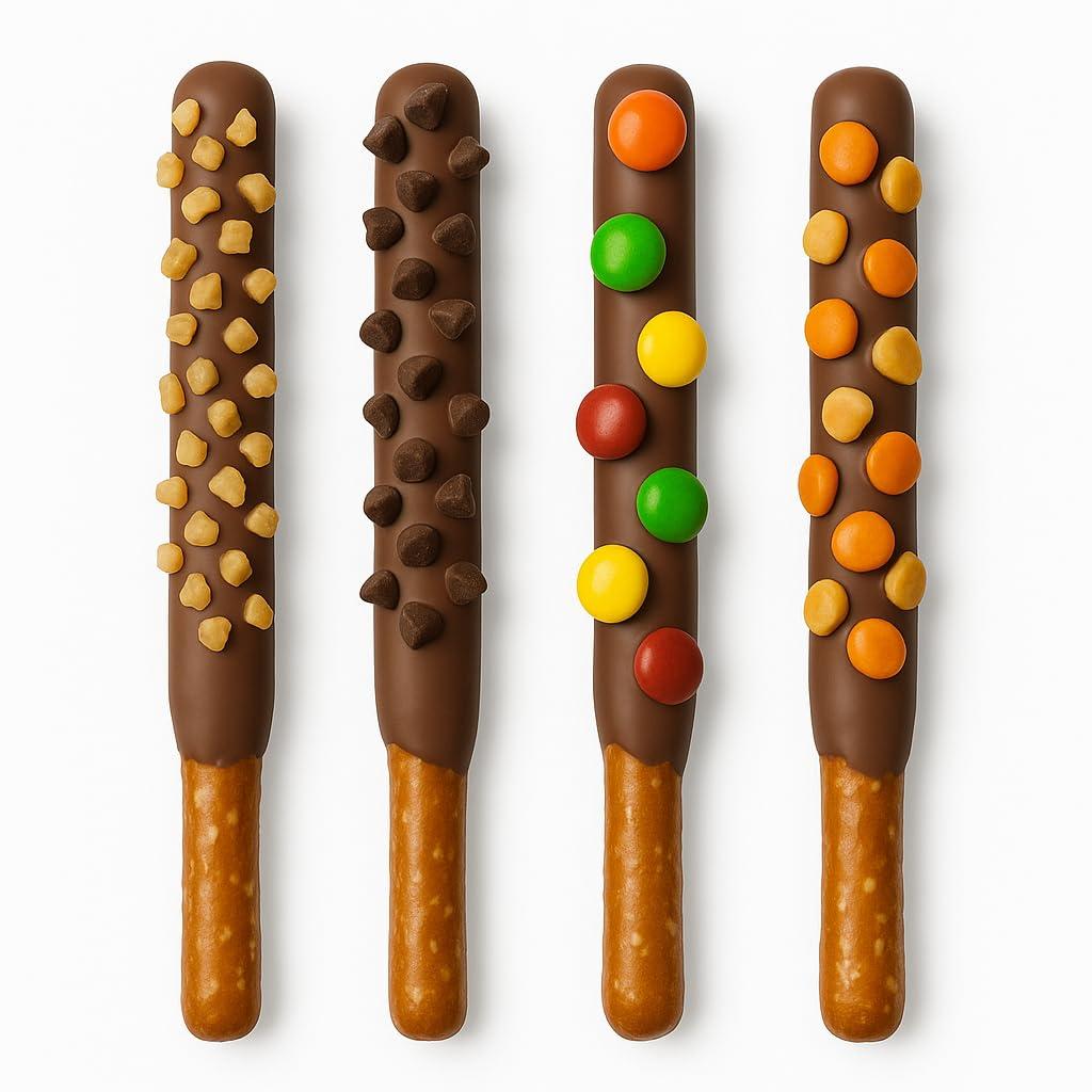 Generic Chocolate Pretzel Rods Assorted 20 Pack With Toppings