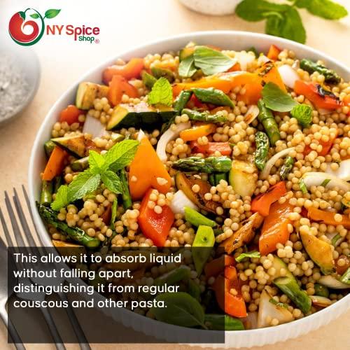 NY Spice Shop NY SPICE SHOP Pearl Couscous - Israeli Couscous - Cous Cous - Couscous Pearls - Pearled Couscous - Whole Wheat Orzo - Whole Wheat Couscous - Fregola Pasta - Israeli Pearl Couscous – 1 Pound