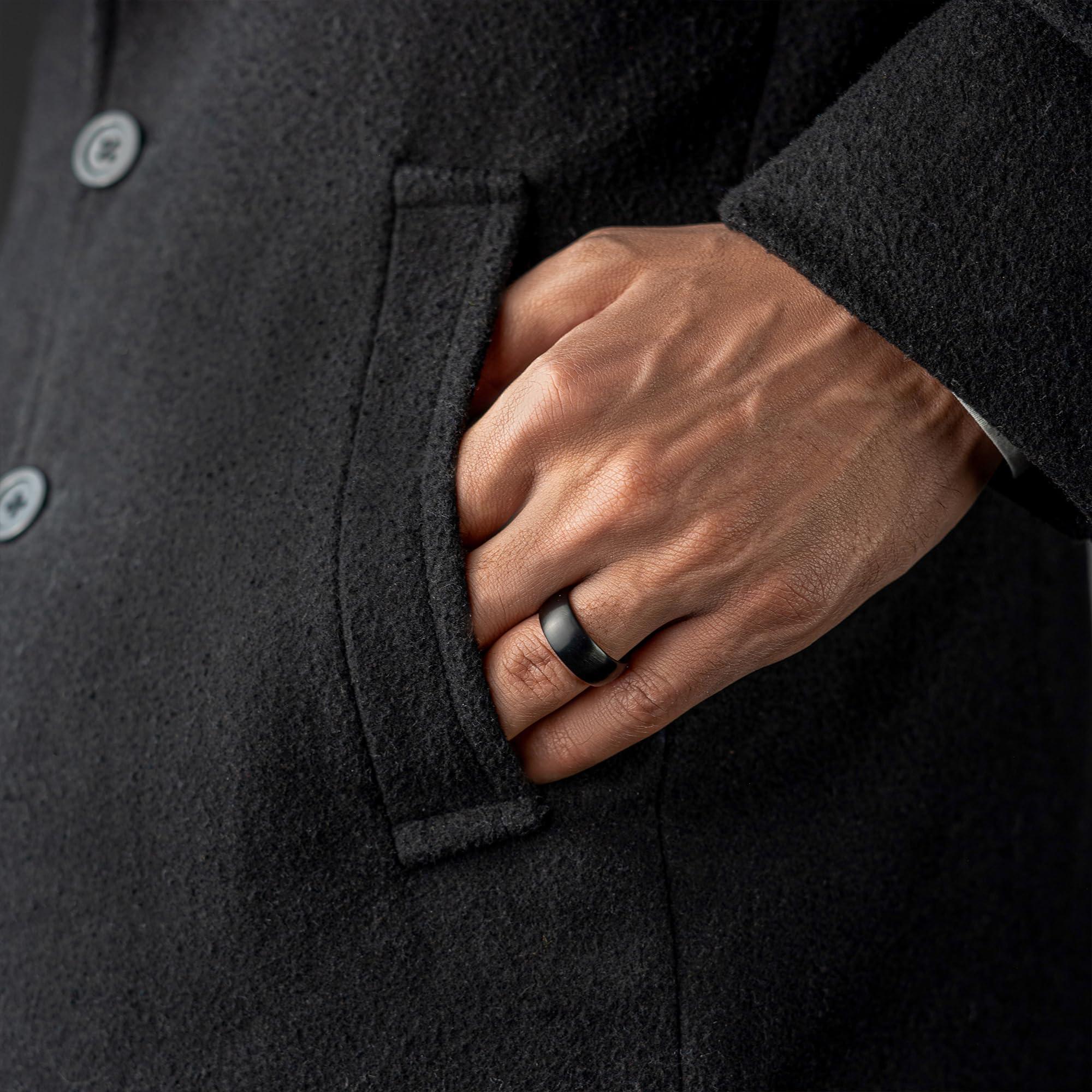 MagnetRX MagnetRX Magnetic Ring - Elegant Stainless Steel Ring - Magnet Rings for Men (Black | Size: 10)